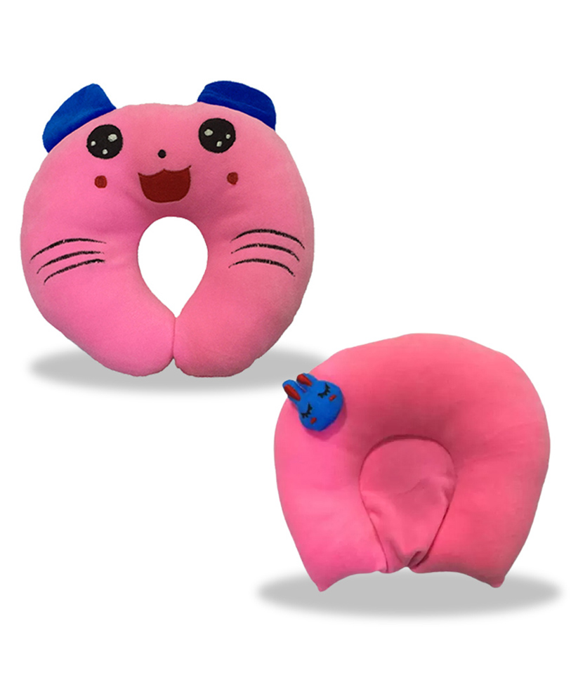 Chinmay Kids Mustard Seeds, Polyester Fibre Animals Baby Pillow Pack of 2 New Pink, Pink-image-24