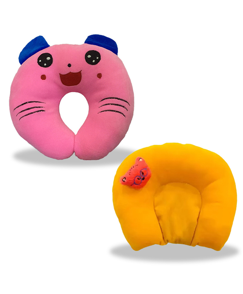 Chinmay Kids Mustard Seeds, Polyester Fibre Animals Baby Pillow Pack of 2 New Pink, Yellow-image-26