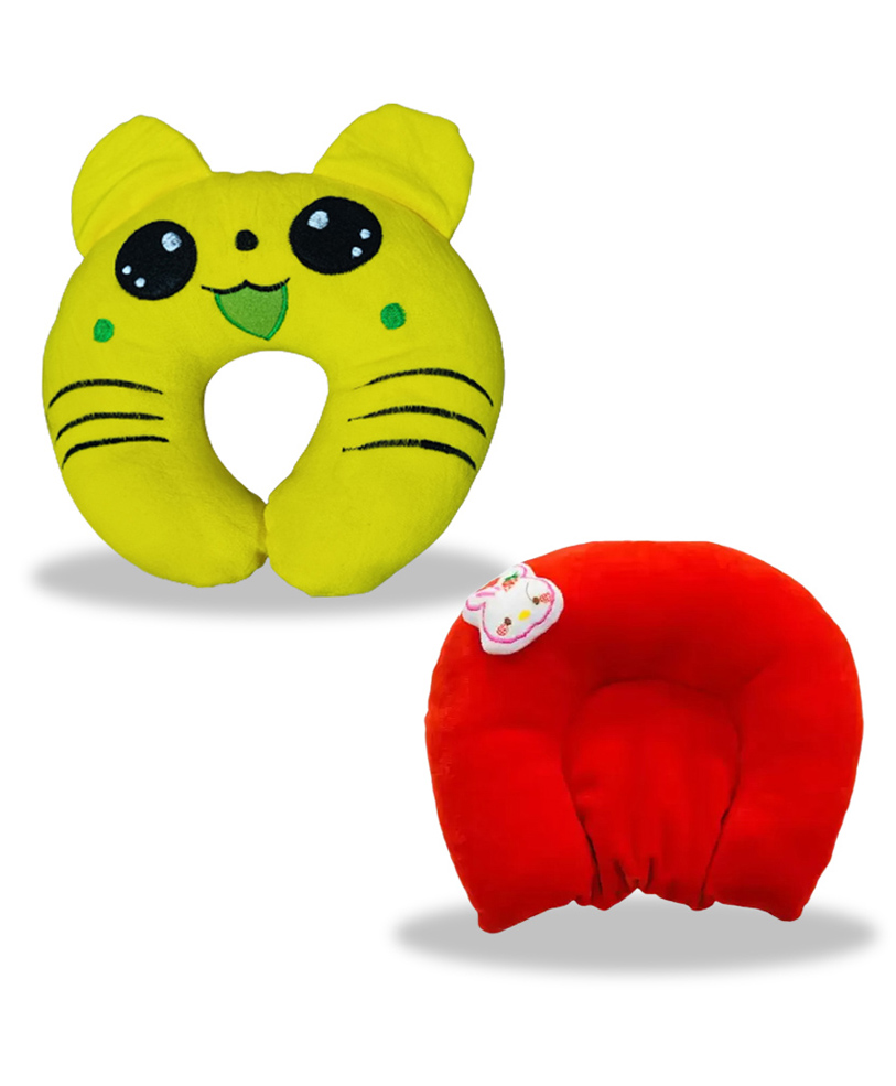 Chinmay Kids Mustard Seeds, Polyester Fibre Animals Baby Pillow Pack of 2 New Yellow, Red-image-21