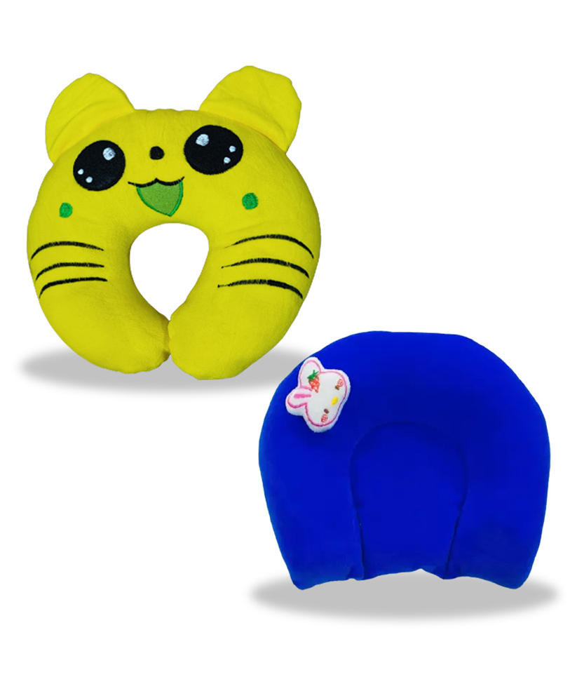 Chinmay Kids Mustard Seeds, Polyester Fibre Animals Baby Pillow Pack of 2 New Yellow, Blue-image-45