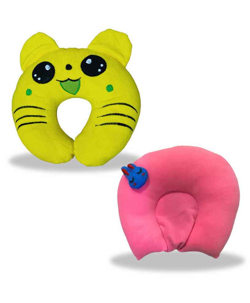 Chinmay Kids Mustard Seeds, Polyester Fibre Animals Baby Pillow Pack of 2 New Yellow, Pink-image-37