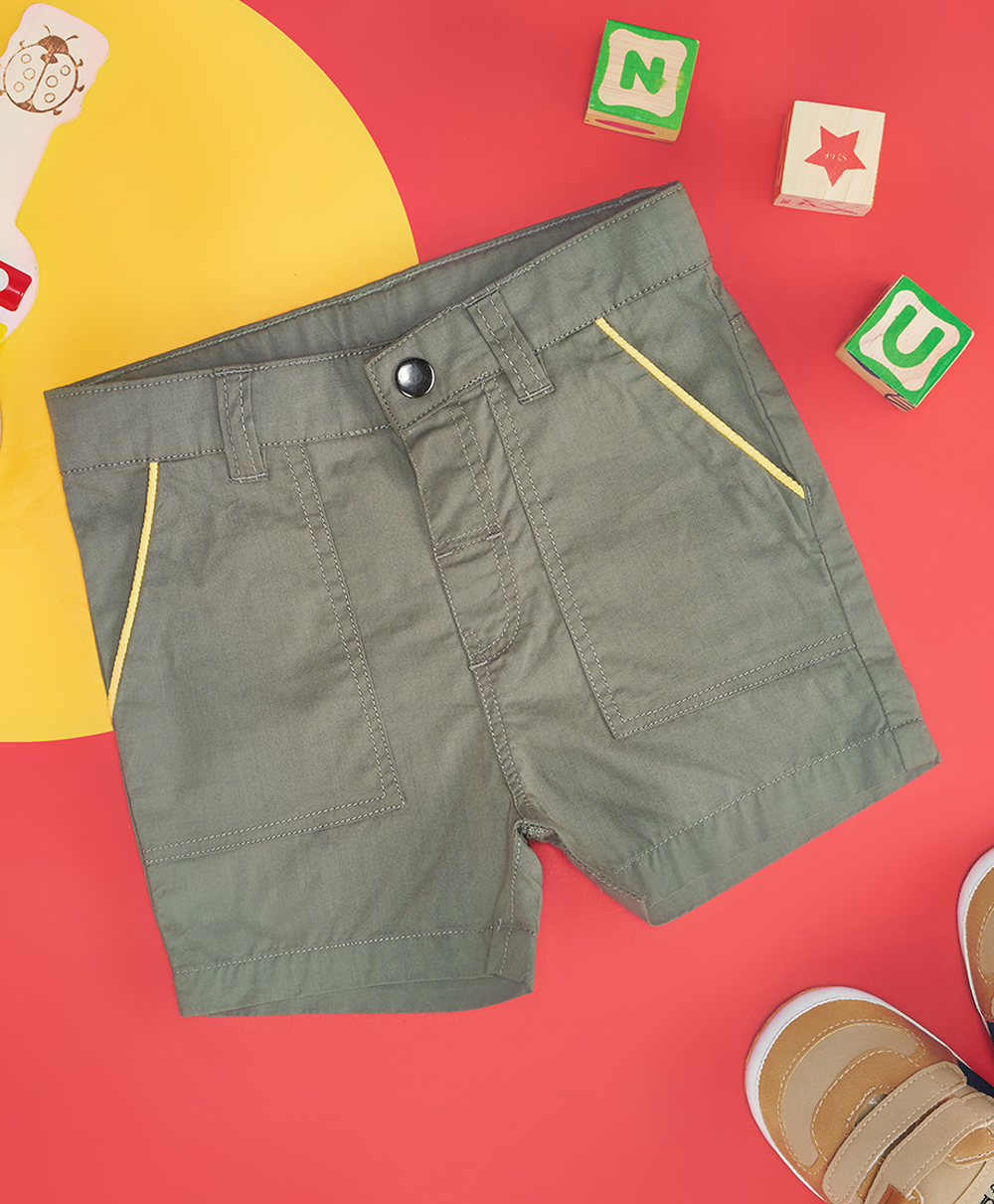 Pantaloons Baby Solid Shorts - Burnt Olive Green-picture-23