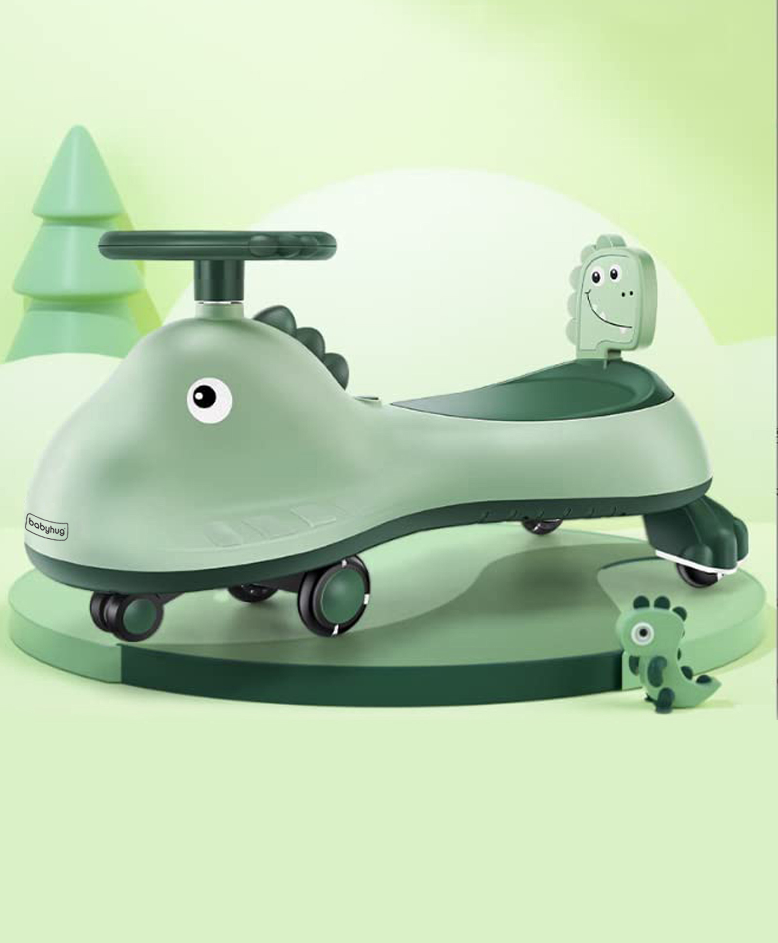 Babyhug Dino Drift Kids Swing Car with ABEC 7 Bearing,Lights,Muisc & PU LED Wheels