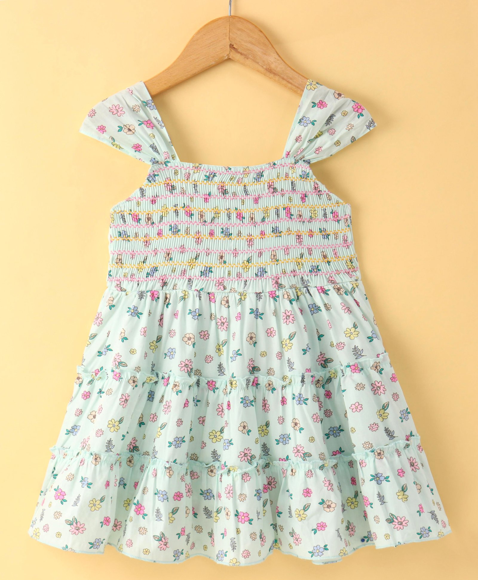 Dew Drops Poplin Woven Sleeveless Frock Floral Print - Aqua Blue-picture-13