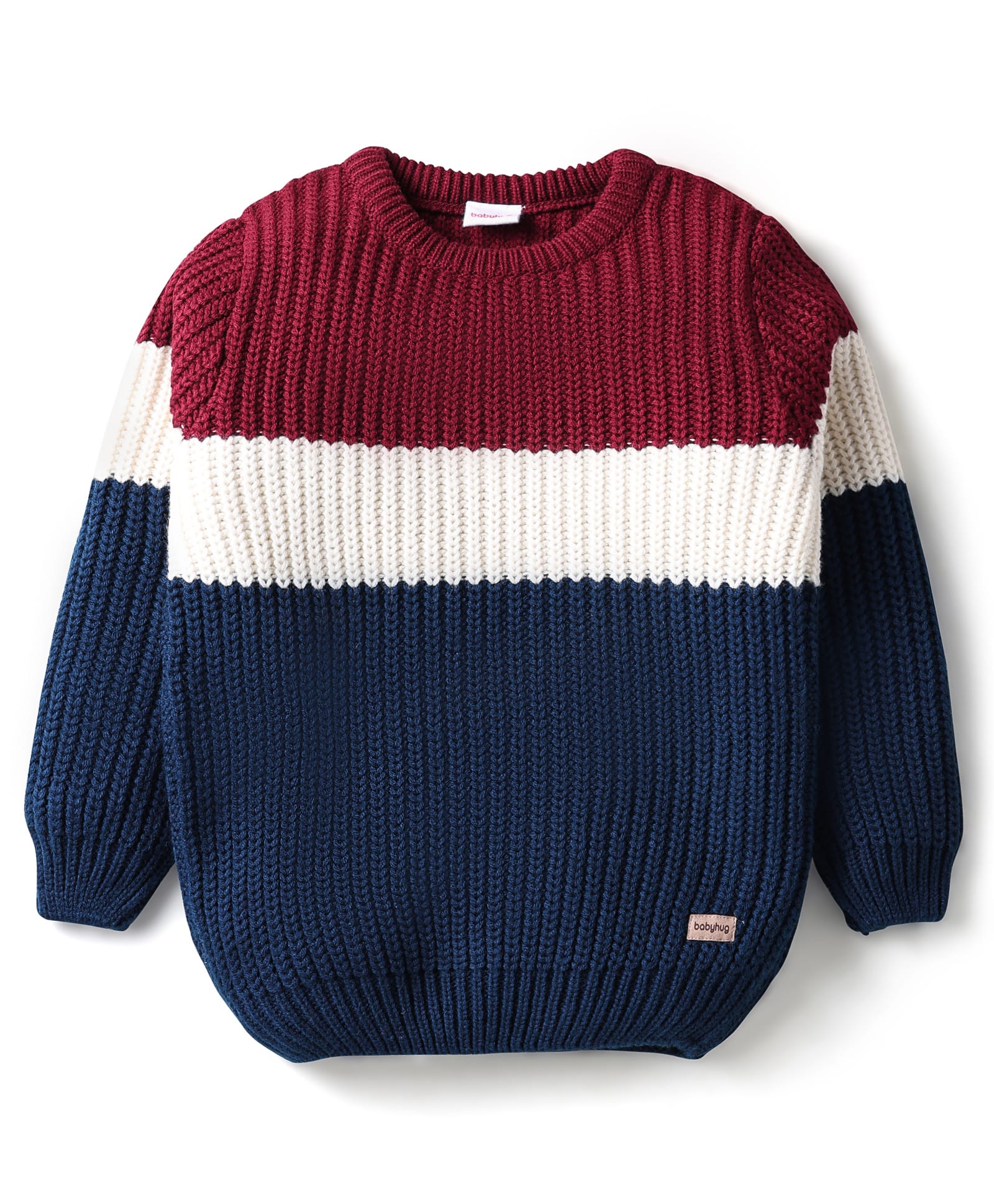 Babyhug Knit Full Sleeves Pullover Sweater With Cable Knit Design - Marroon-picture-30