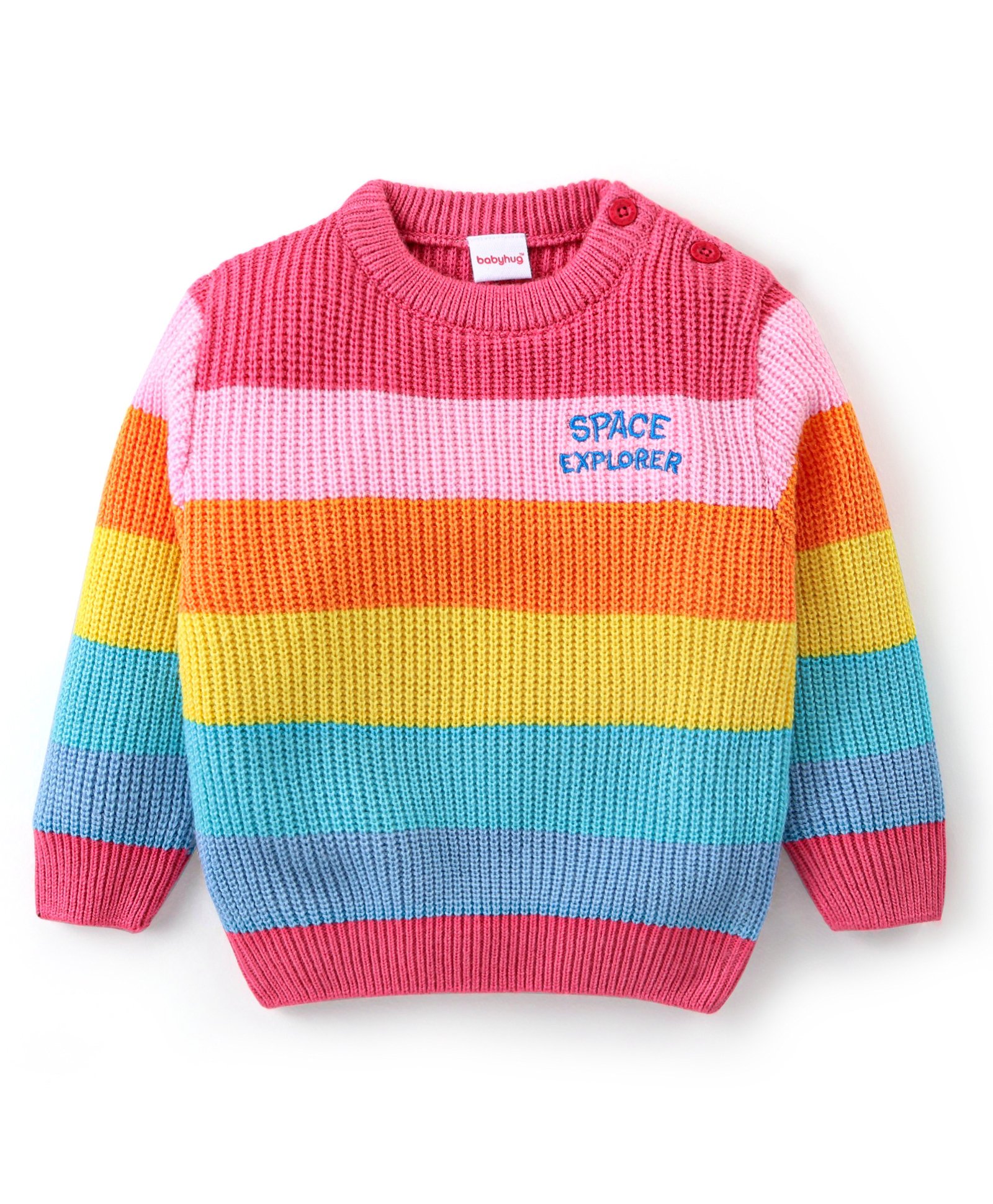 Babyhug Knitted Full Sleeves Pullovers Striped Sweater -Multicolor-image-18
