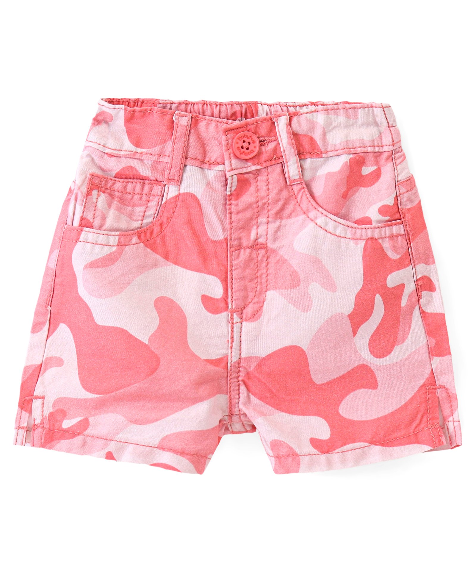 Babyhug Twill Woven Mid Thigh Length  With Stretch Shorts Camouflage Print  - Peach-image-19