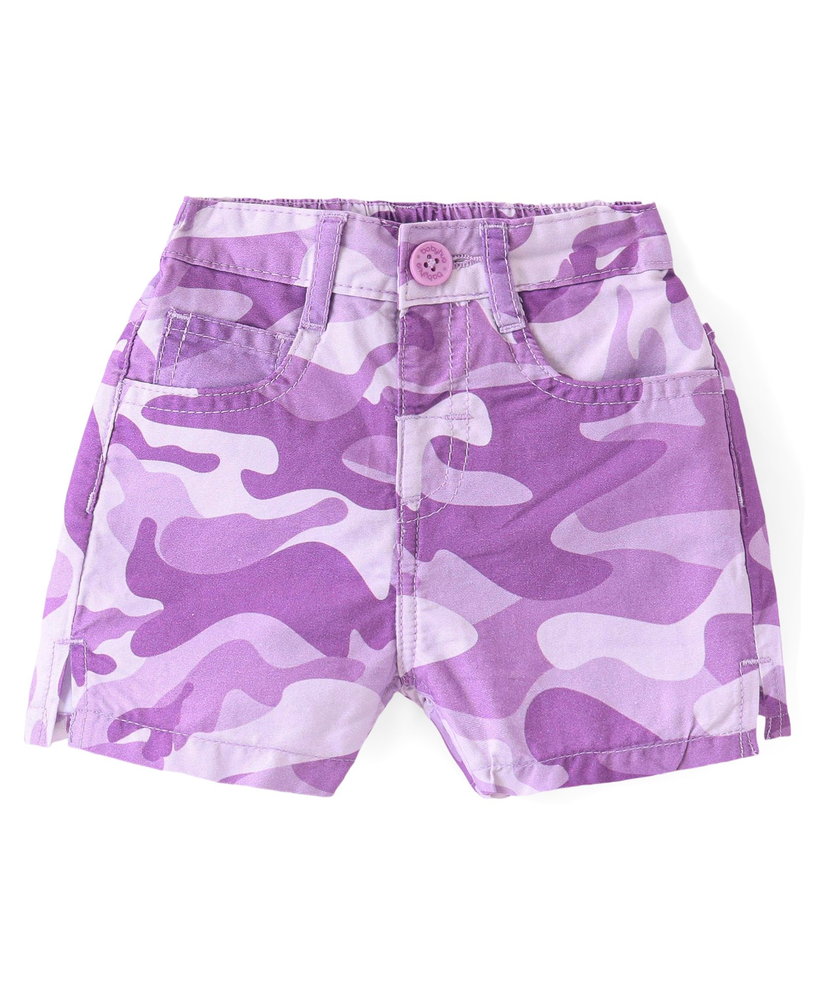 Babyhug Twill Woven Mid Thigh Length With Stretch Shorts Camouflage Print - Lavender-image-17