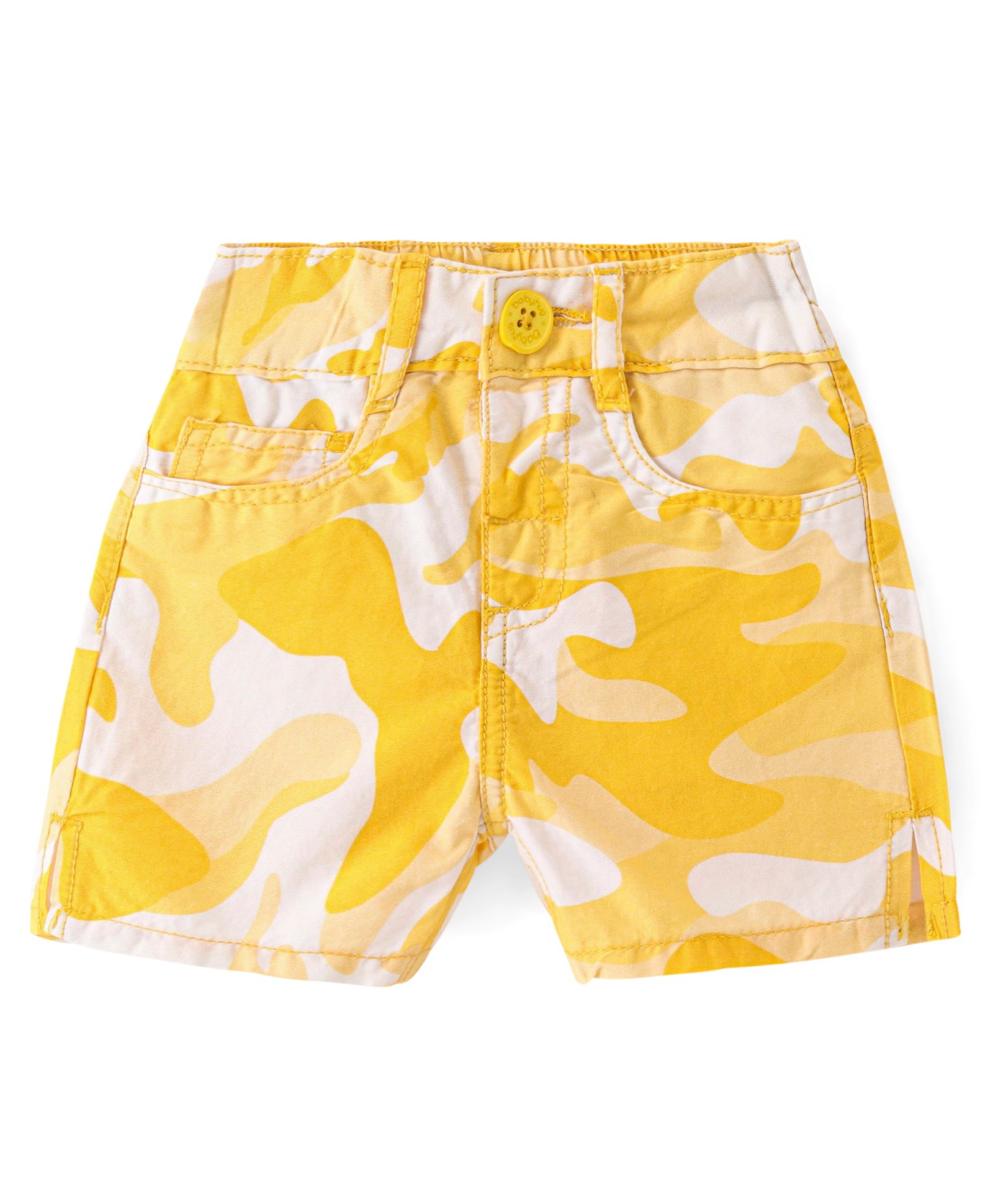 Babyhug Twill Woven Mid Thigh Length With Stretch Shorts Camouflage Print - Yellow-picture-23