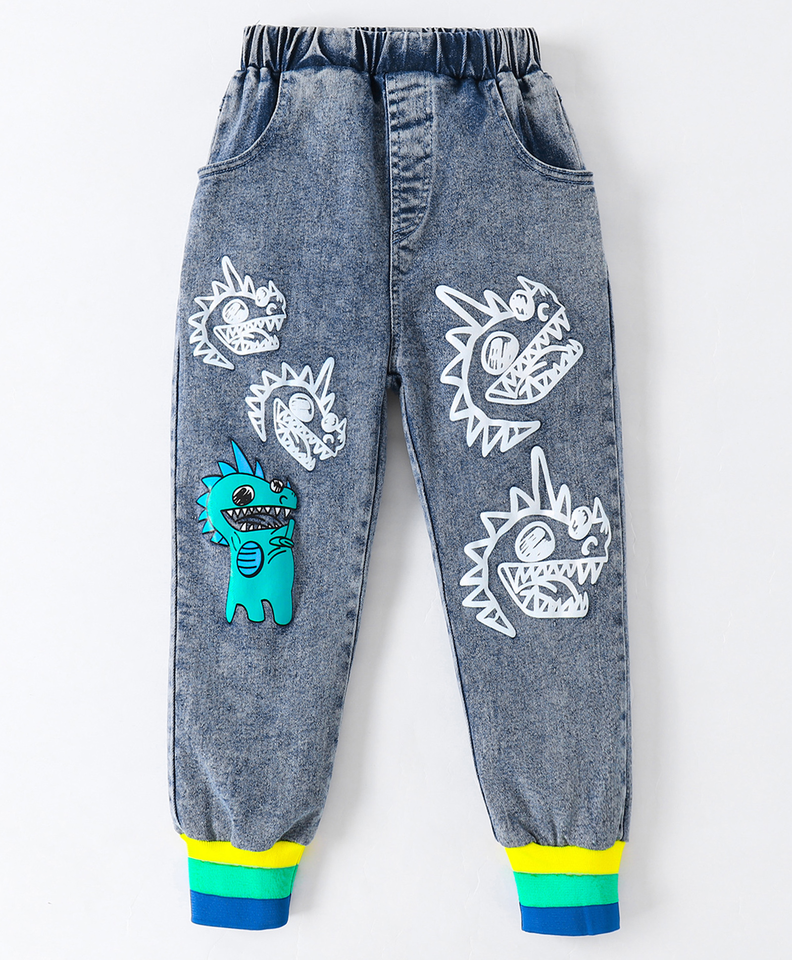 Kookie Kids Full Length Monsters Printed Jeans - Blue-picture-19