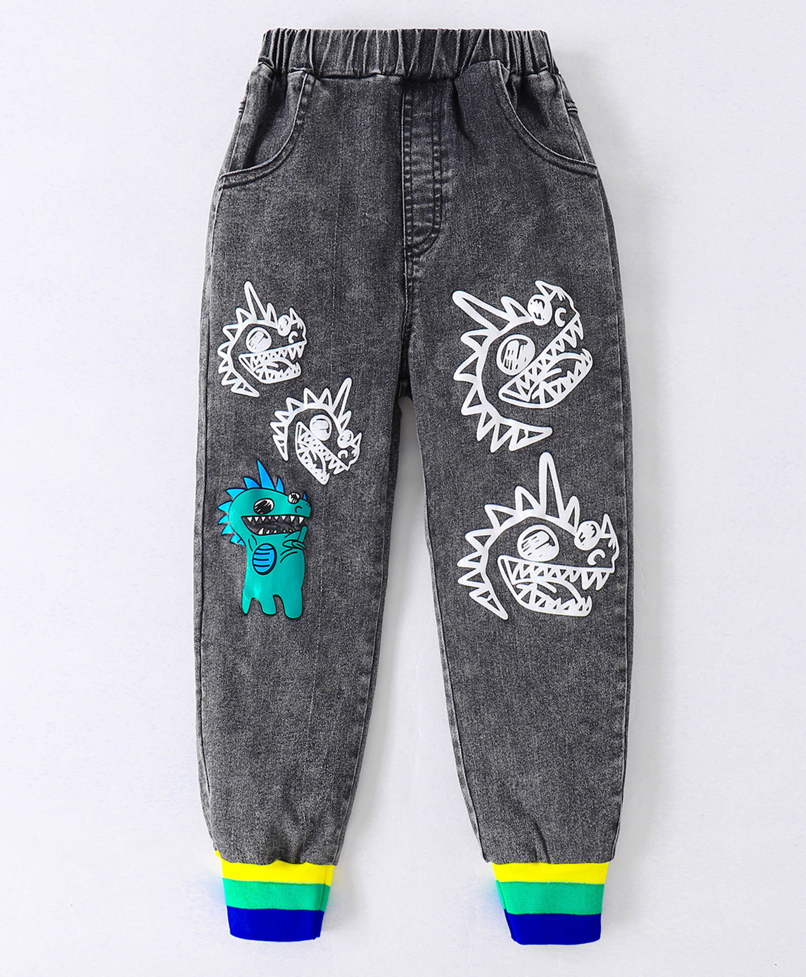 Kookie Kids Full Length Monsters Printed Jeans - Black-picture-20