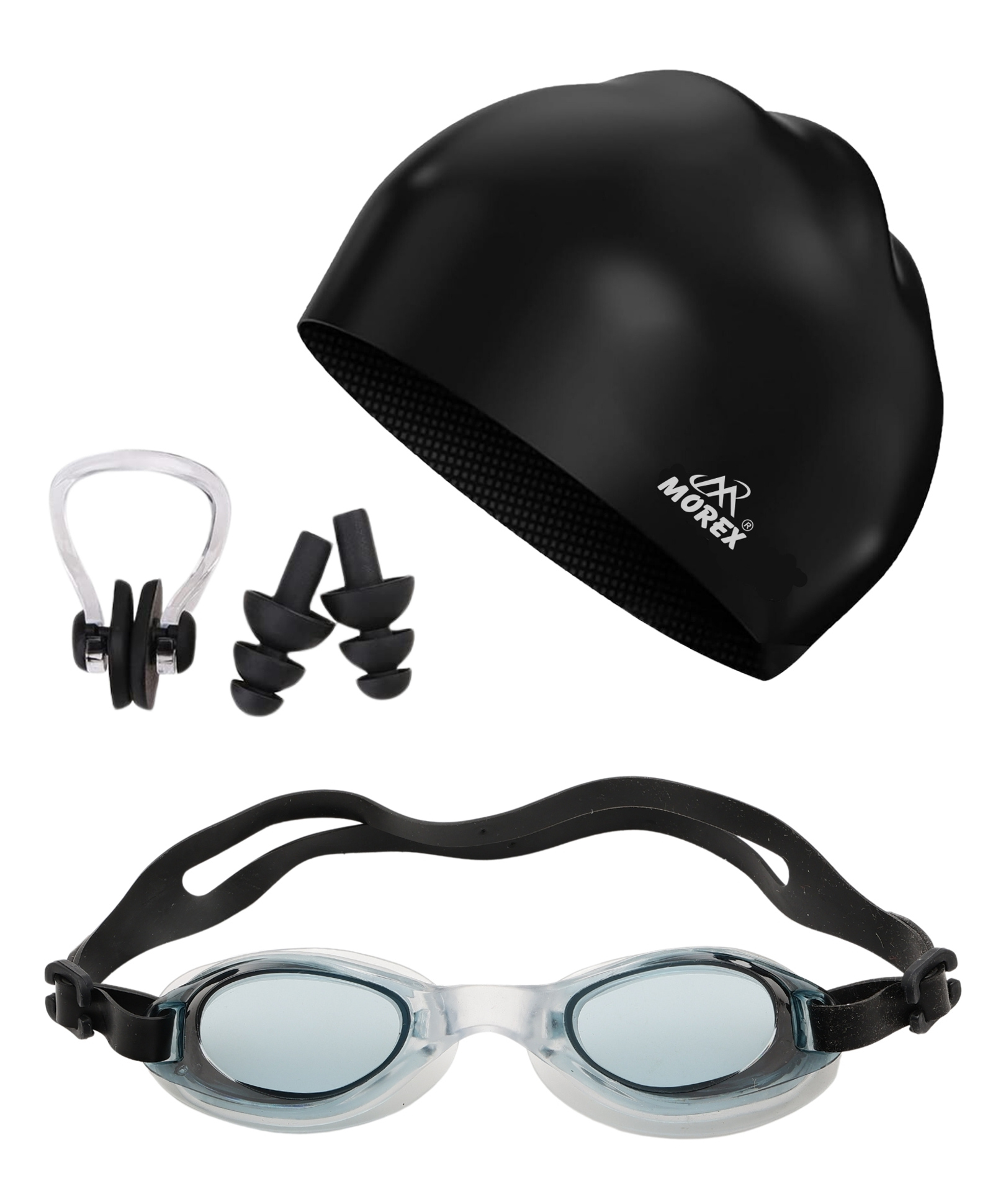 Paper Moon Swimming Goggles with Silicone Cap, Ear and Nose Plugs Swimming Kit for Kids - Color May Vary-image-3