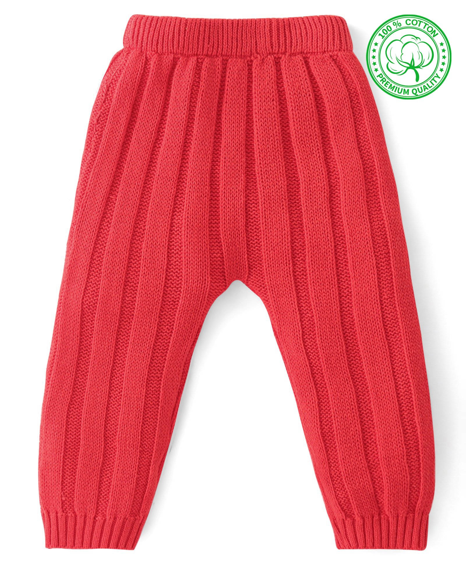 Babyhug Cable  Knit Full Length Pyjama Solid Colour - Red-image-37