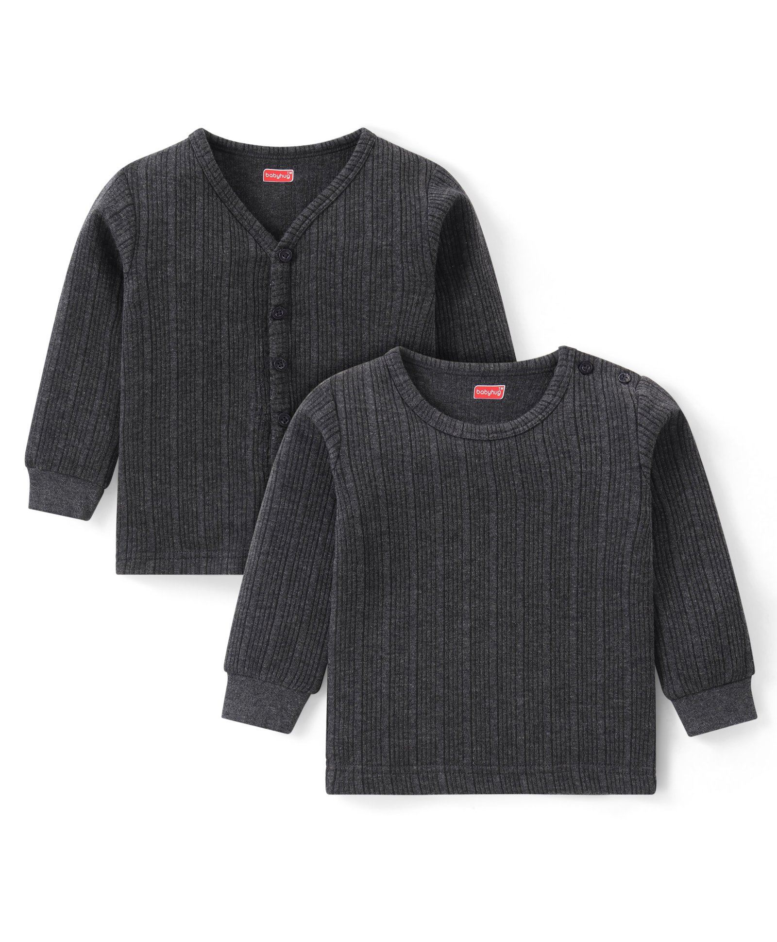 Babyhug Full Sleeves Front Open & Pullover Vest Combo Set Pack of 2 - Dark Grey-picture-26