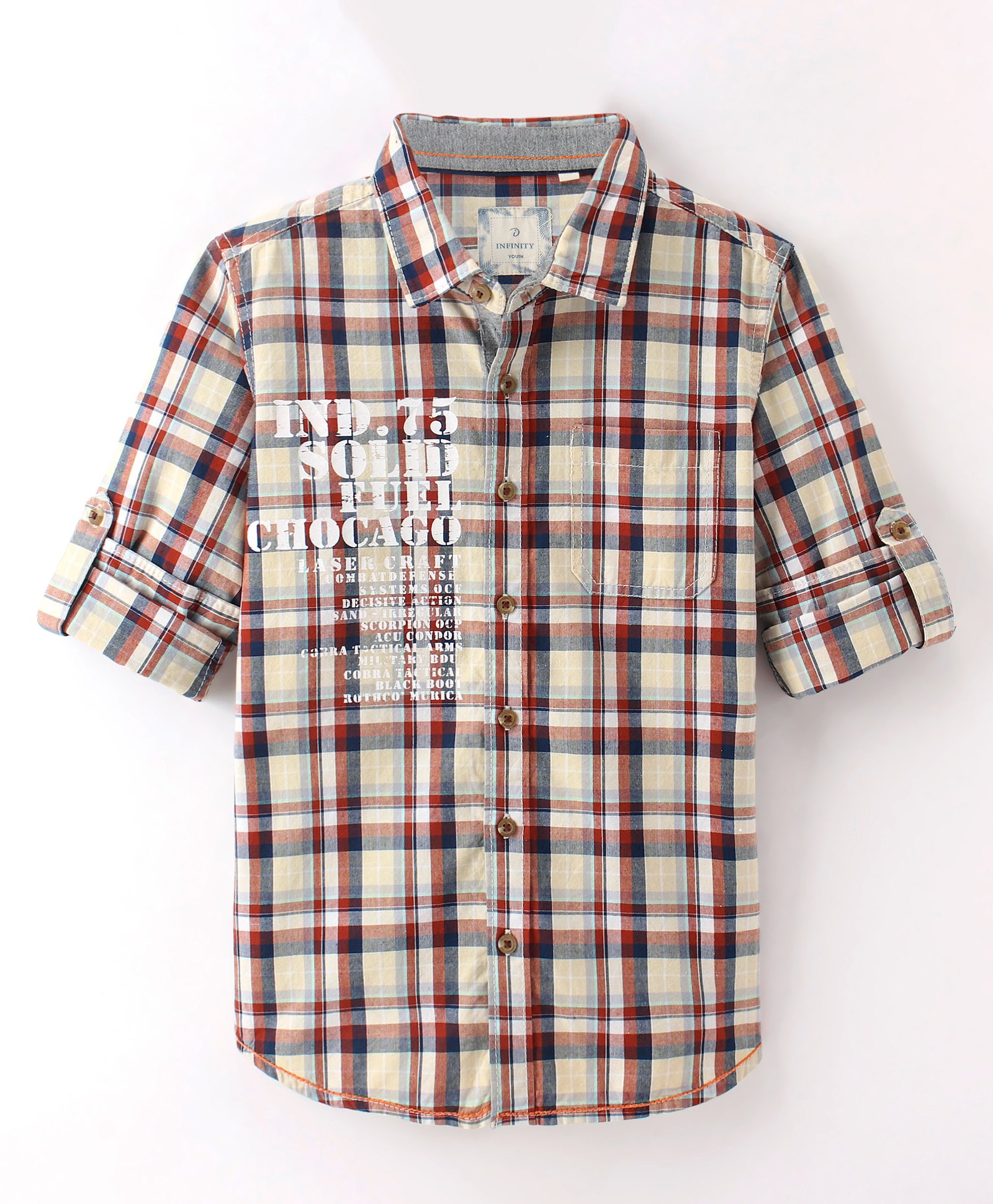INFINITY Cotton Woven Full Sleeves Checked Shirt - Brown-picture-20