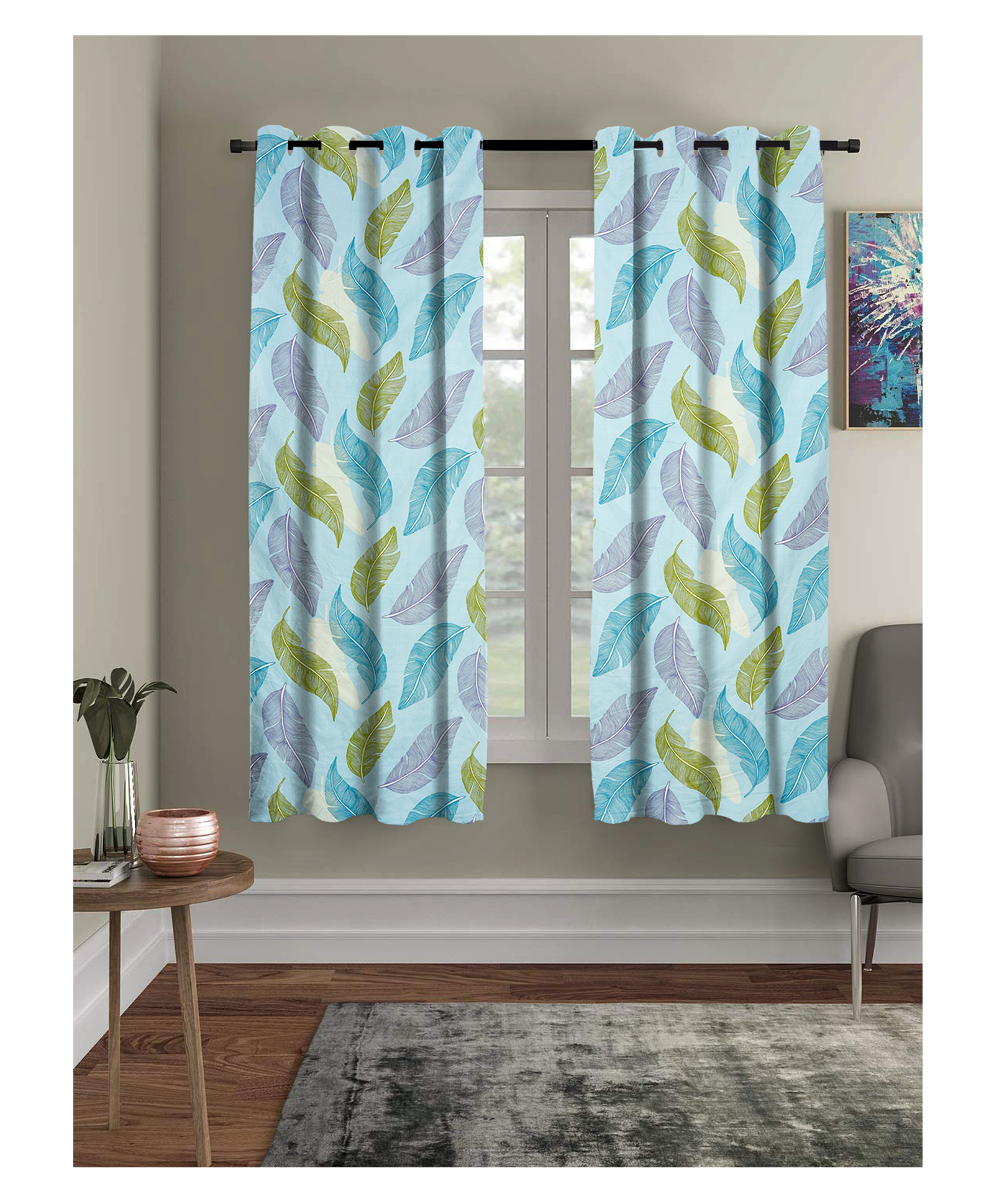 RRC Microfiber Cotton Window Curtains for Bedroom/ Living Room Set of 2 Curtains - Green-image-22