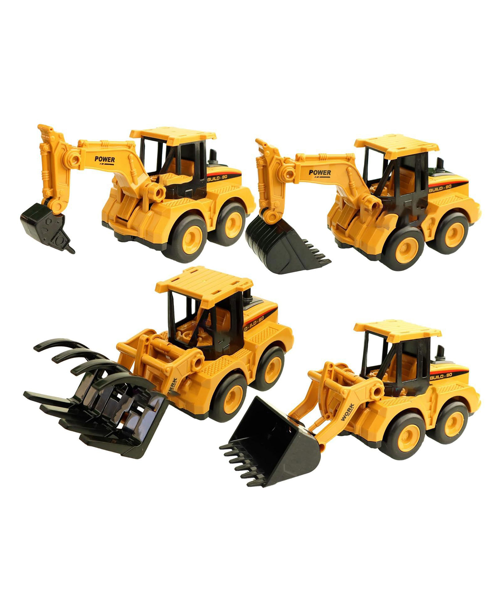 Elecart 4 Construction Vehicles set Friction Powered pretend play toy trucks 4WD Toy with moveable parts (Pack of 4 Truck)-image-47