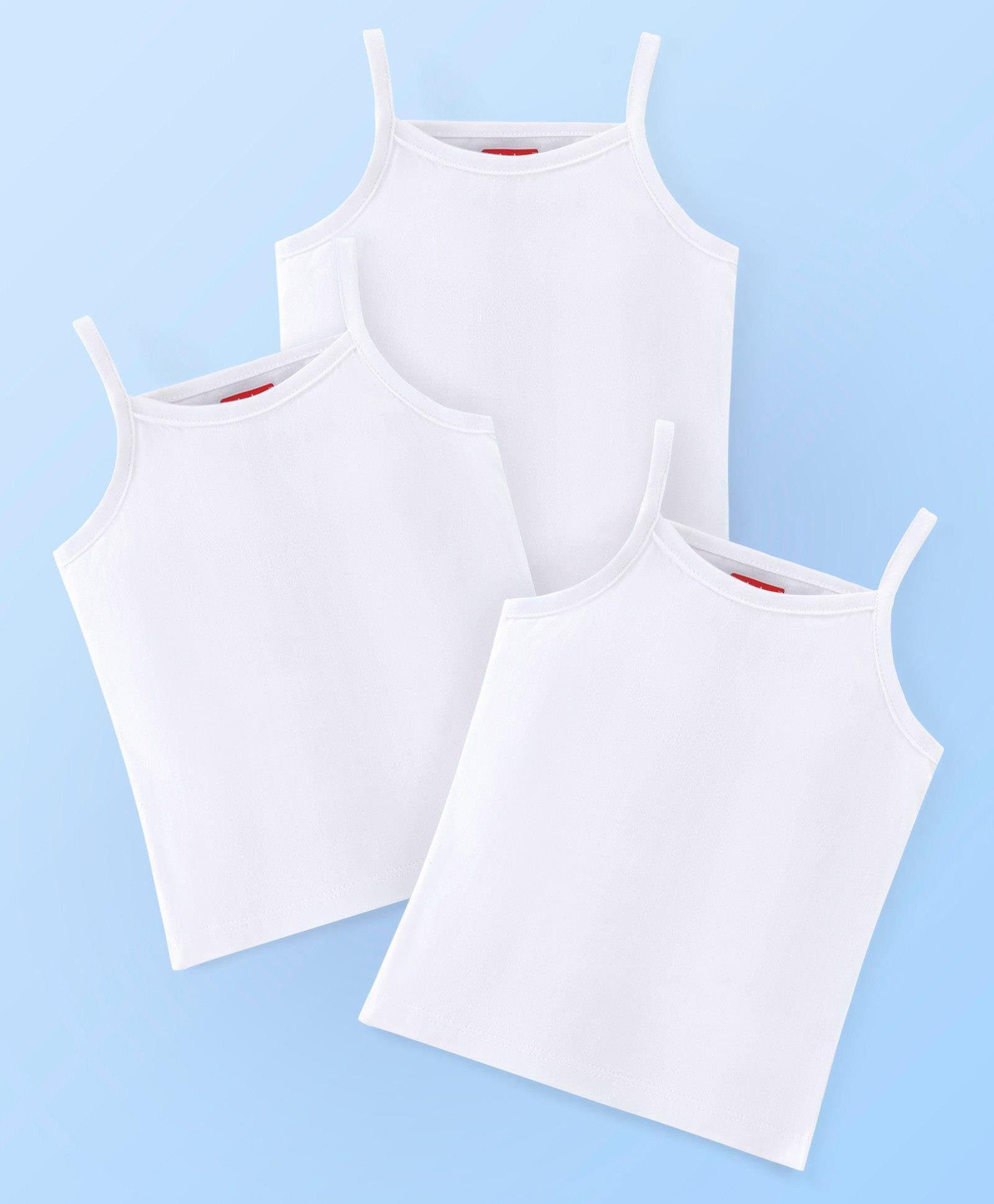 Babyhug 100% Cotton Knit Sleeveless Slips Solid Colour  Pack of 3 - White-picture-33