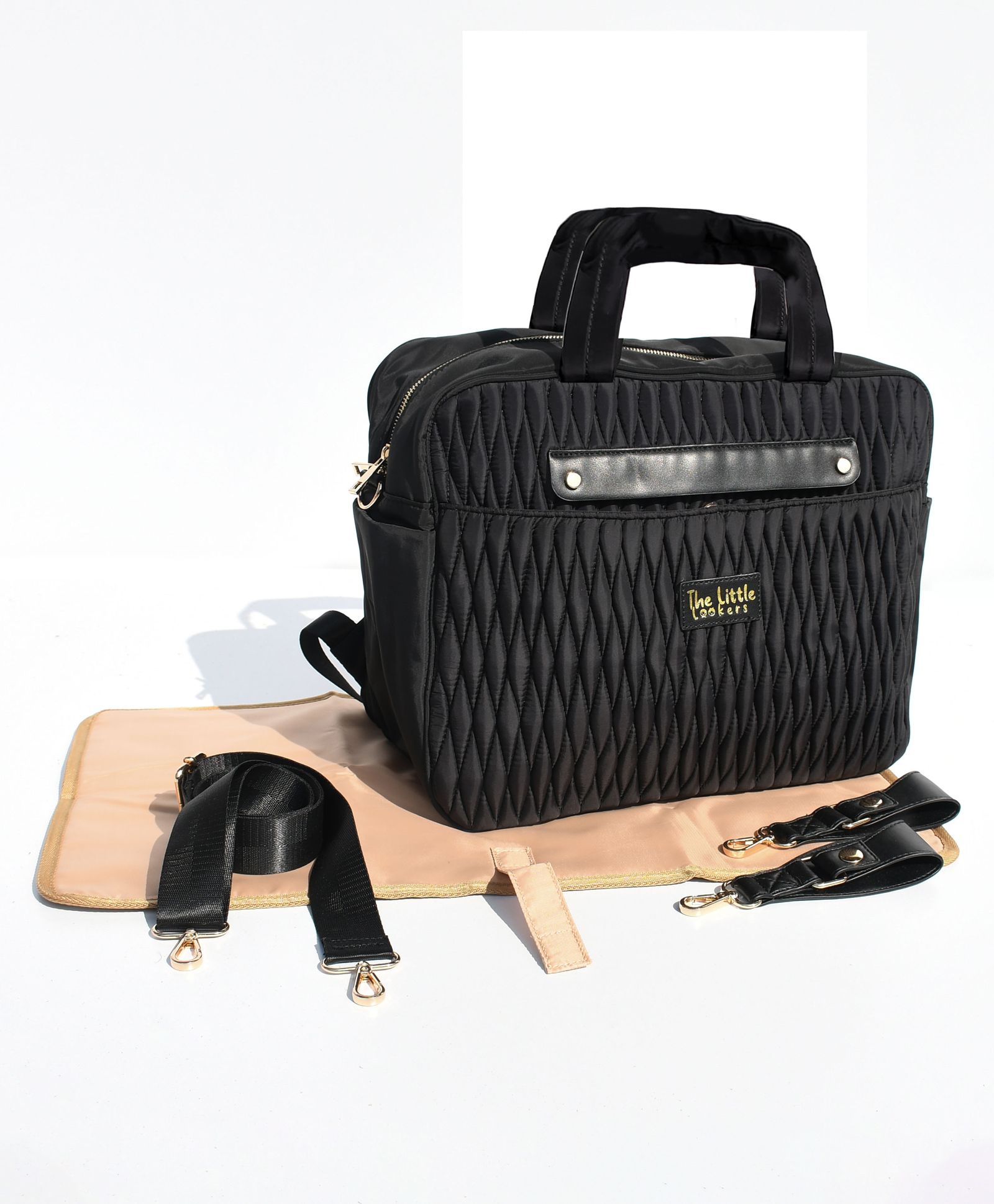 THE LITTLE LOOKERS Premium Quilted Baby Diaper Bag Waterproof Diaper Bag/Backpack for Mothers/Mom Perfect for Maternity Bag for Travel and Outdoor (Black)-image-32