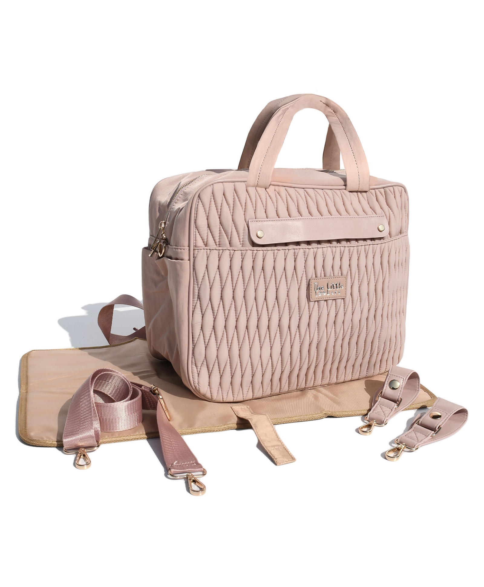 THE LITTLE LOOKERS Premium Quilted Baby Diaper Bag Waterproof Diaper Bag/Backpack for Mothers/Mom Perfect for Maternity Bag for Travel and Outdoor (Peach)-image-36