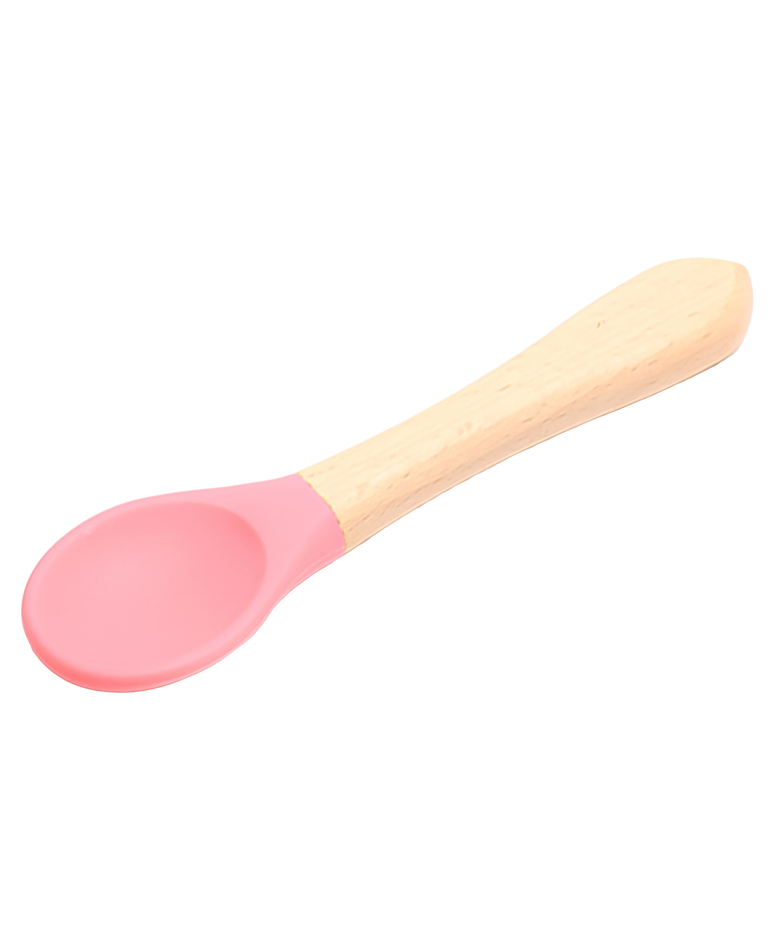 THE LITTLE LOOKERS Silicone Spoon with Bamboo Handle, BPA Free Feeding Spoons for Baby/Kids/Toddlers - Pink (Pack of 1)-image-32