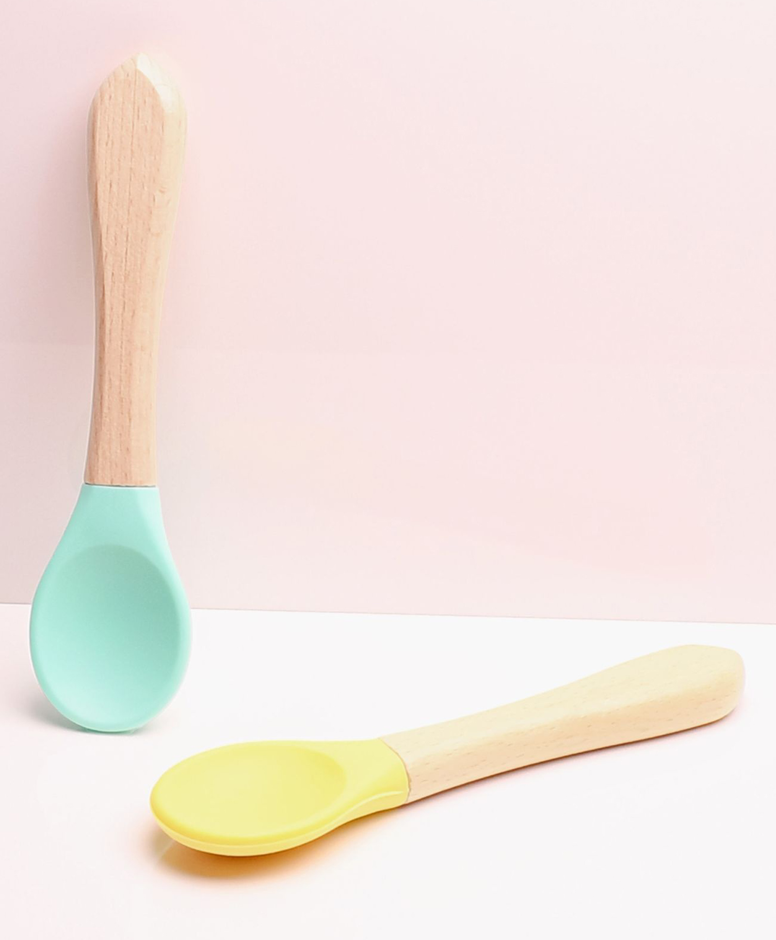 THE LITTLE LOOKERS Silicone Spoon with Bamboo Handle, BPA Free Feeding Spoons for Baby/Kids/Toddlers - Green & Yellow (Pack of 2)-image-31