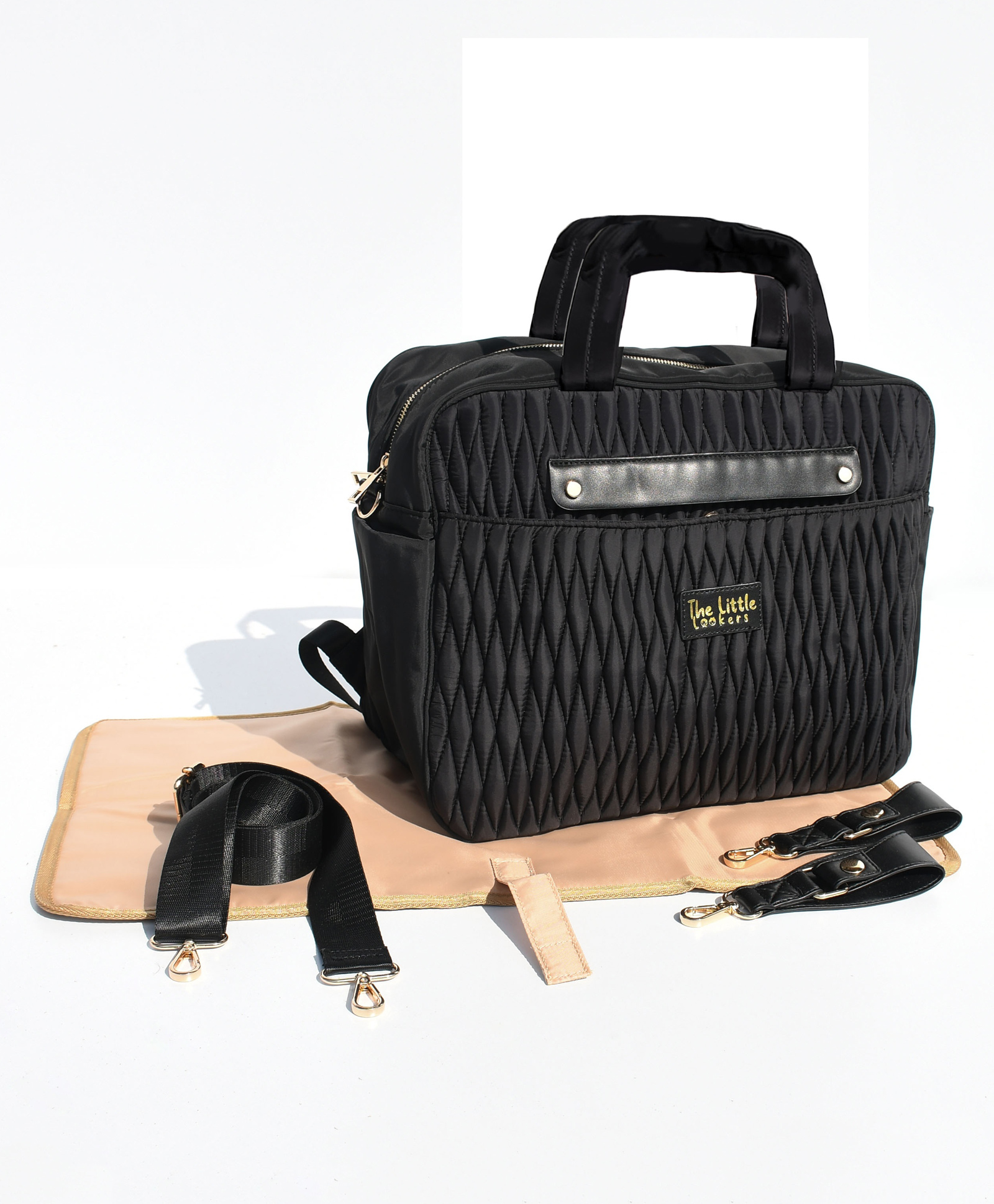 THE LITTLE LOOKERS Premium Quilted Baby Diaper Bag Waterproof Diaper Bag/Backpack for Mothers/Mom Perfect for Maternity Bag for Travel and Outdoor (Black)-picture-14