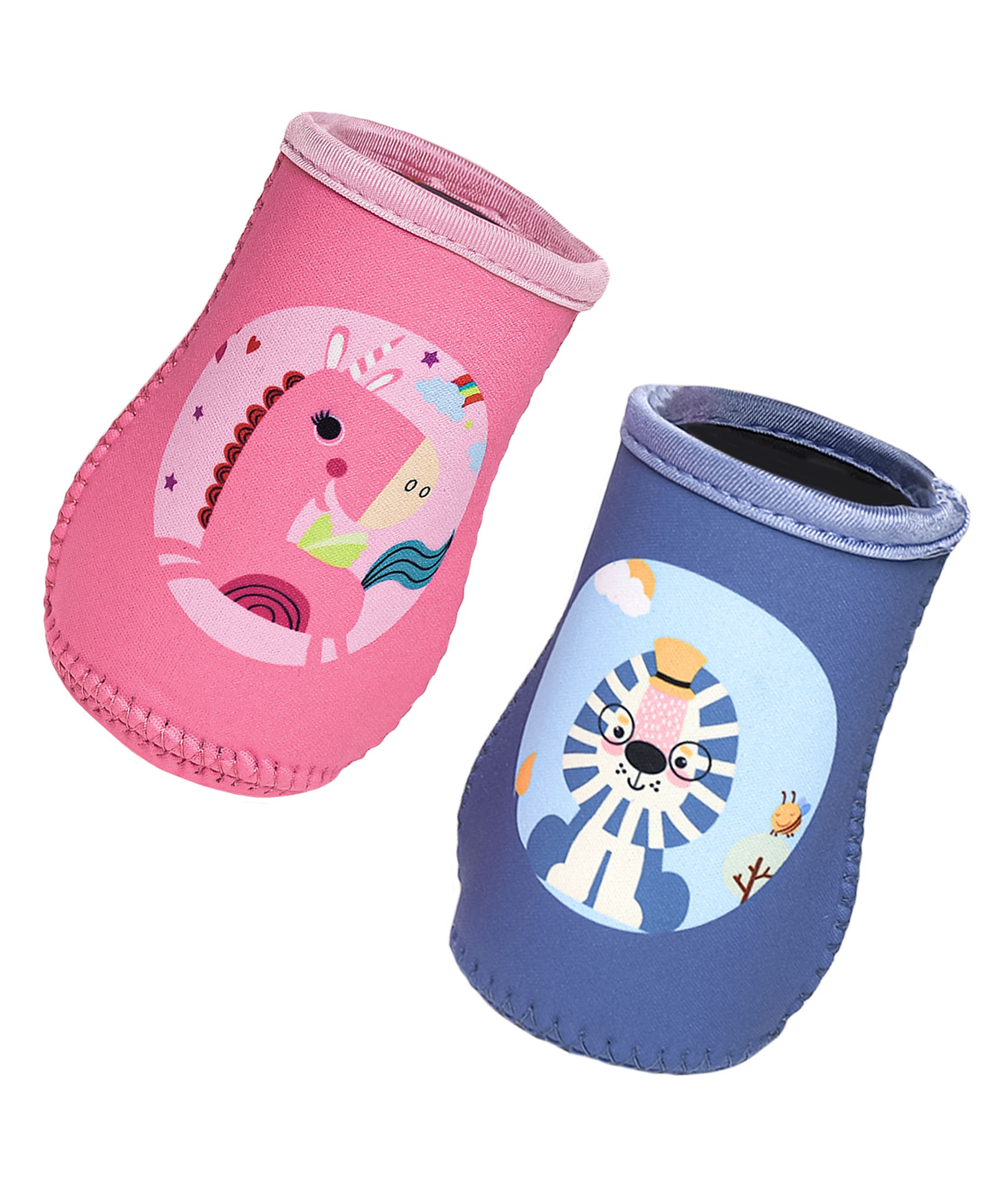 THE LITTLE LOOKERS Cute Animated Patterned Soft Stretchable Baby Feeding Bottle Cover for 125ml, 150ml to 240ml Pink & Blue, Pack of 2-image-41