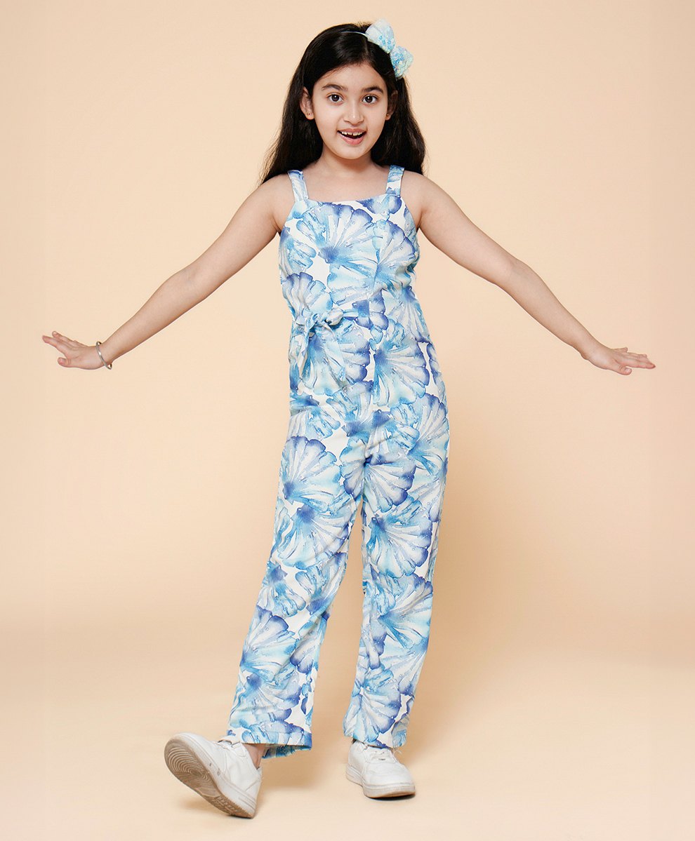 Piccolo Sleeveless Shell Printed Rayon  Jumpsuit - Blue-picture-25