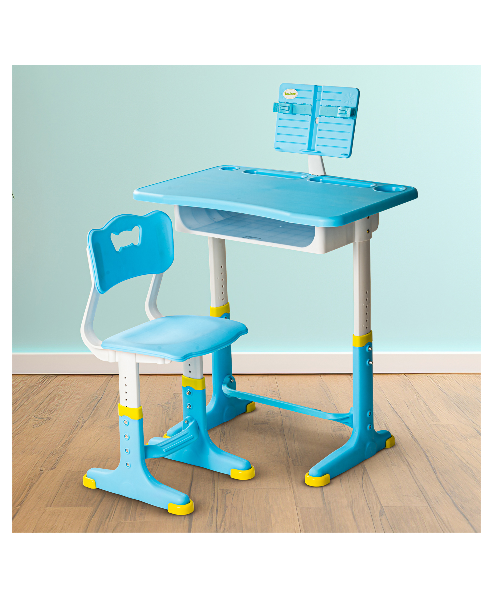 BAYBEE 2 in 1 Multi-Purpose Study Table for Kids, Writing & Block Fixing Double Side Table for Kids with Adjustable Height | Homework Study Table for Children (Blue)-image-4