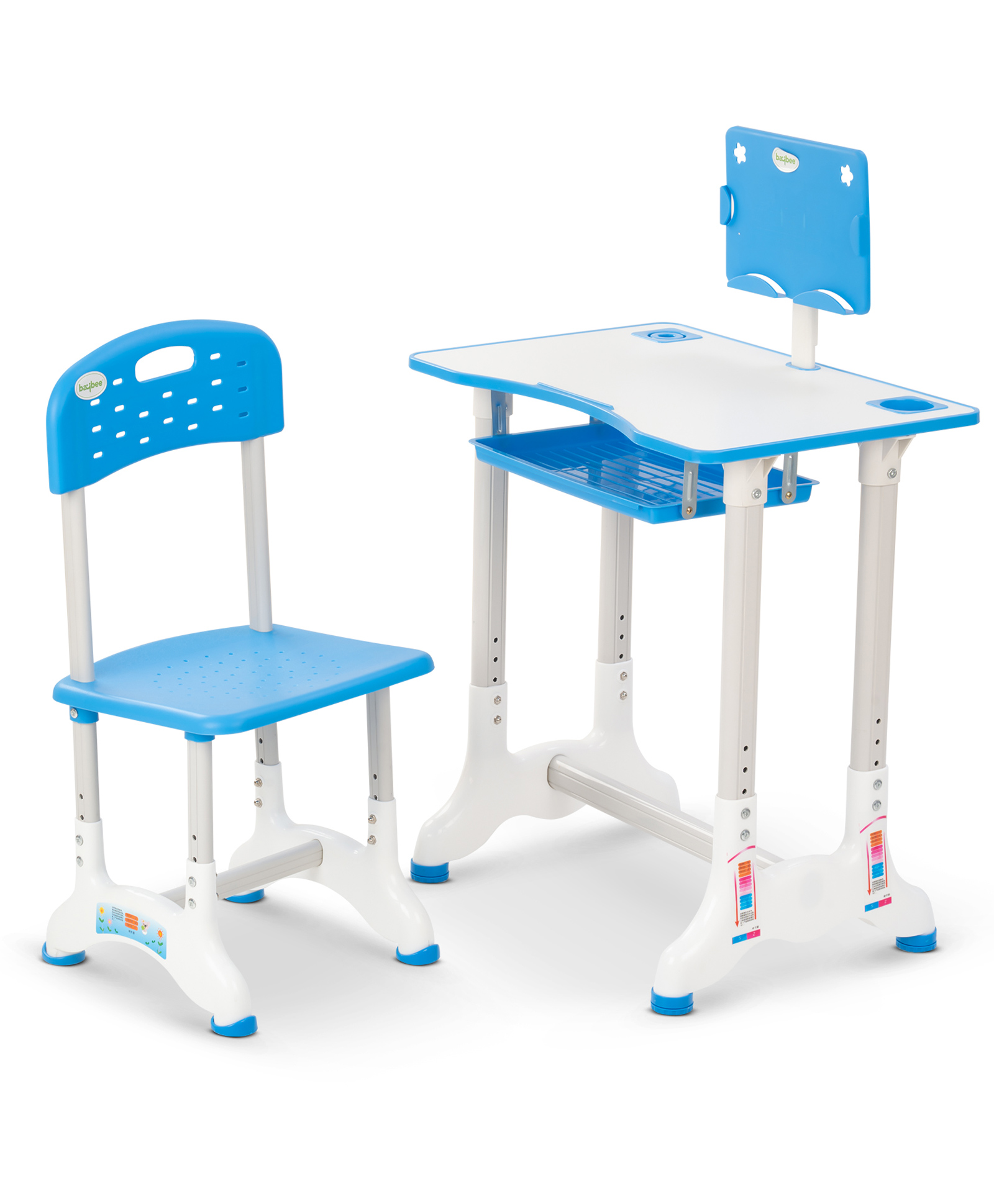 BAYBEE Study Table for Kids Functional Desk & Chair Set,Height Adjustable Children School Study Table with,Book Holder Slot & Drawers, Reading & Writing Tables for Kids (Blue)-picture-13