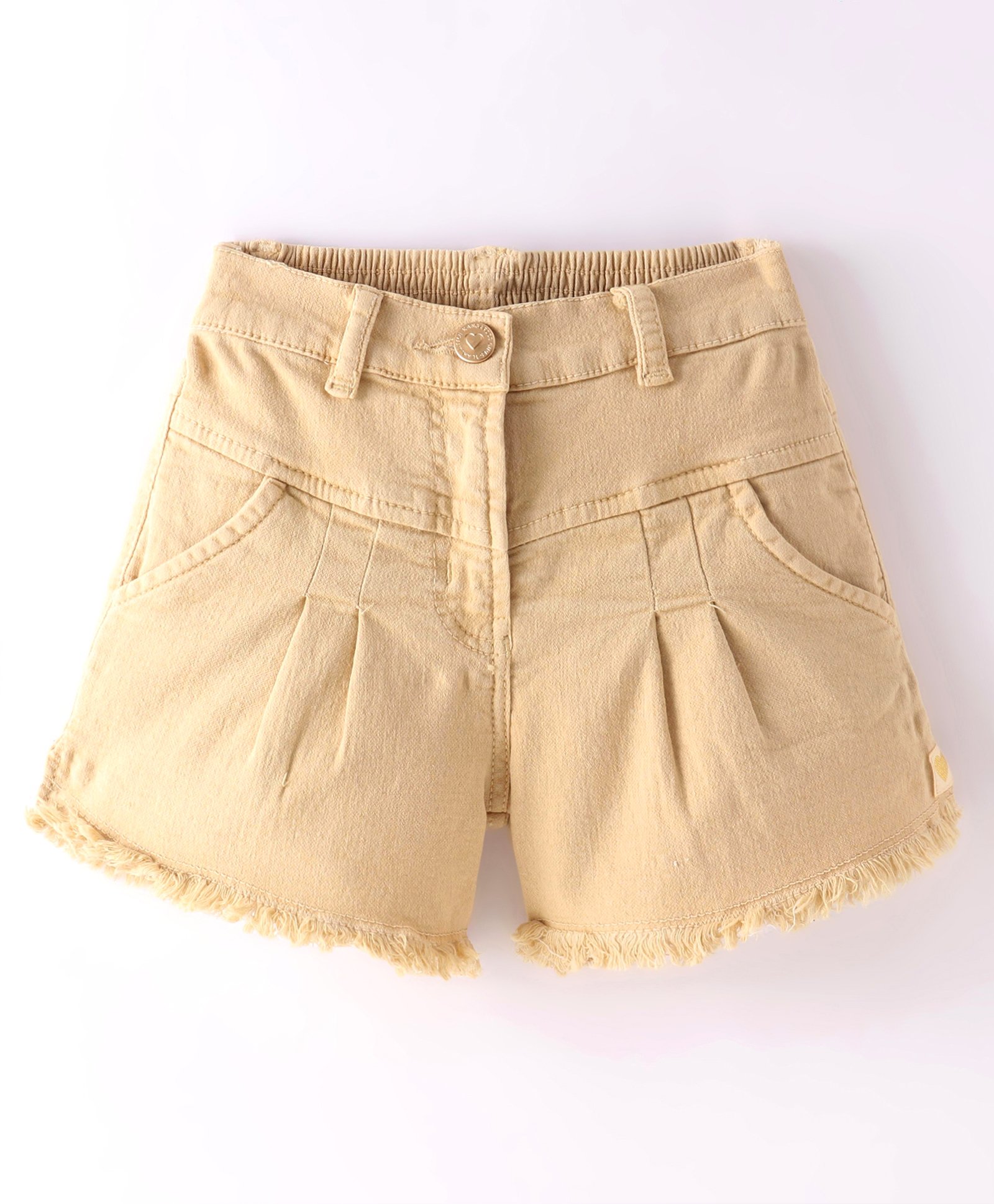 Little Kangaroos  100% Cotton Knit Shorts Solid Colour  - Beige-picture-37