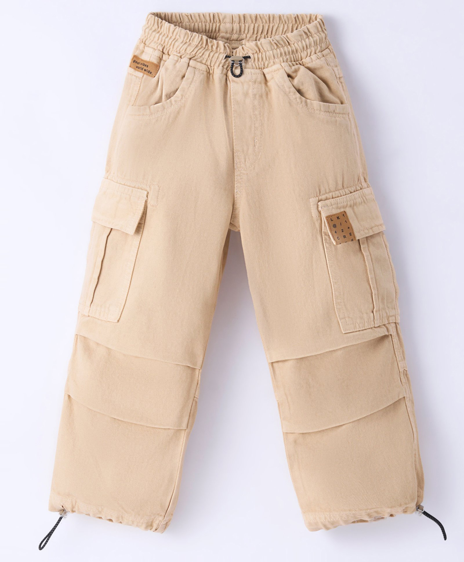 Little Kangaroos 100% Cotton Full Length Solid Color Jeans - Beige-picture-19