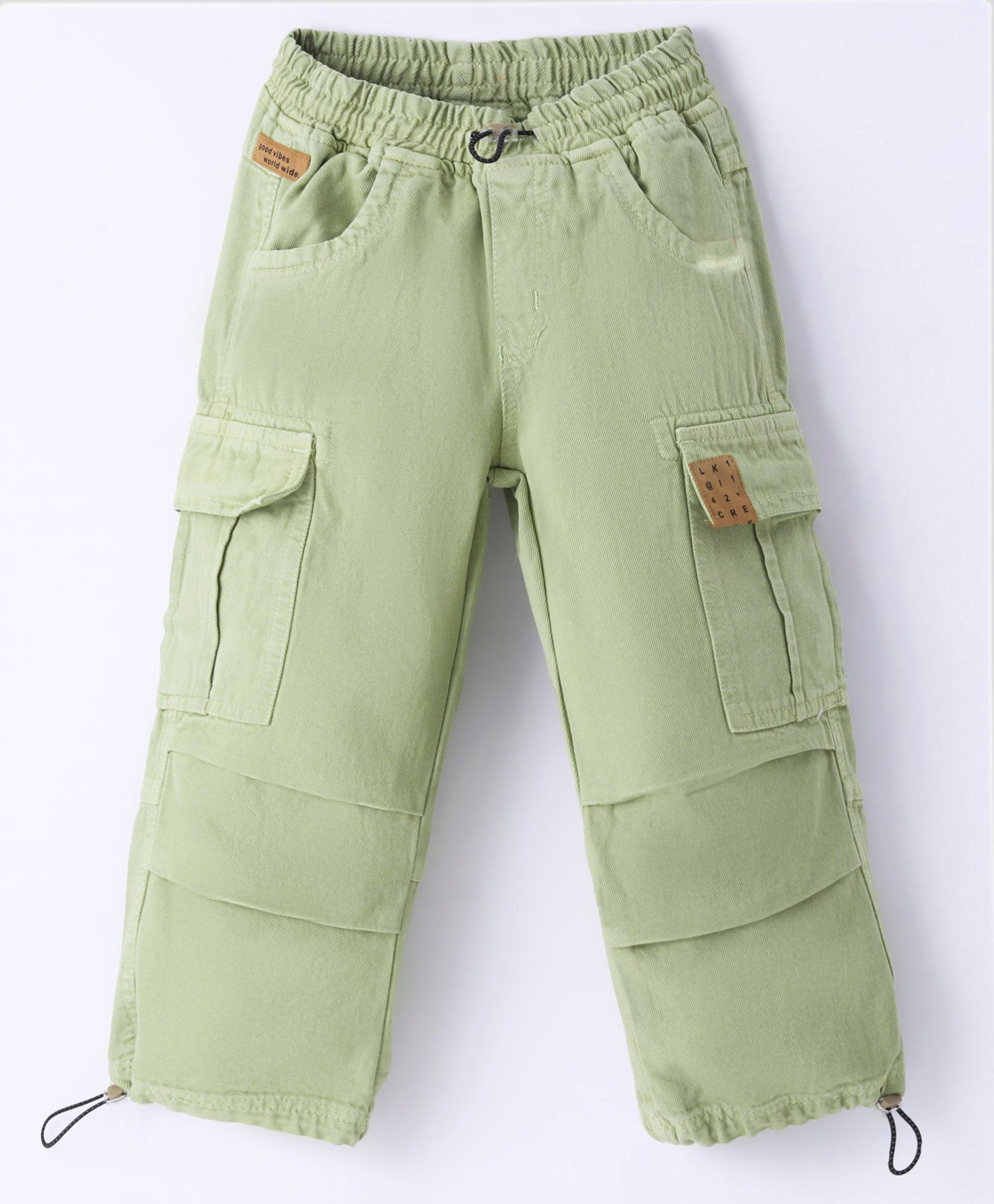Little Kangaroos 100% Cotton Full Length Solid Color Jeans - Olive Green-picture-21