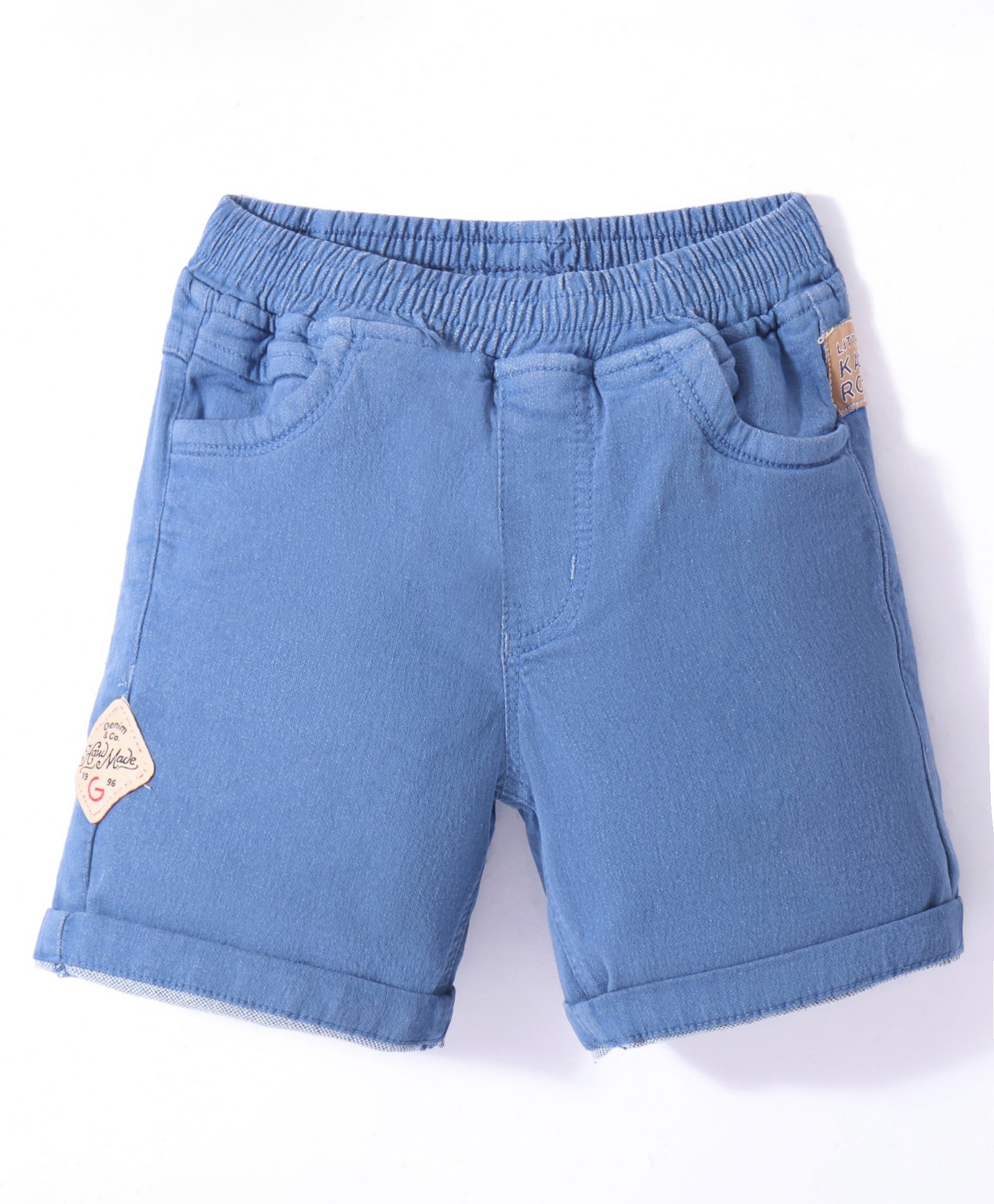 Little Kangaroos 100% Cotton Woven Solid Shorts - Denim Blue-picture-34