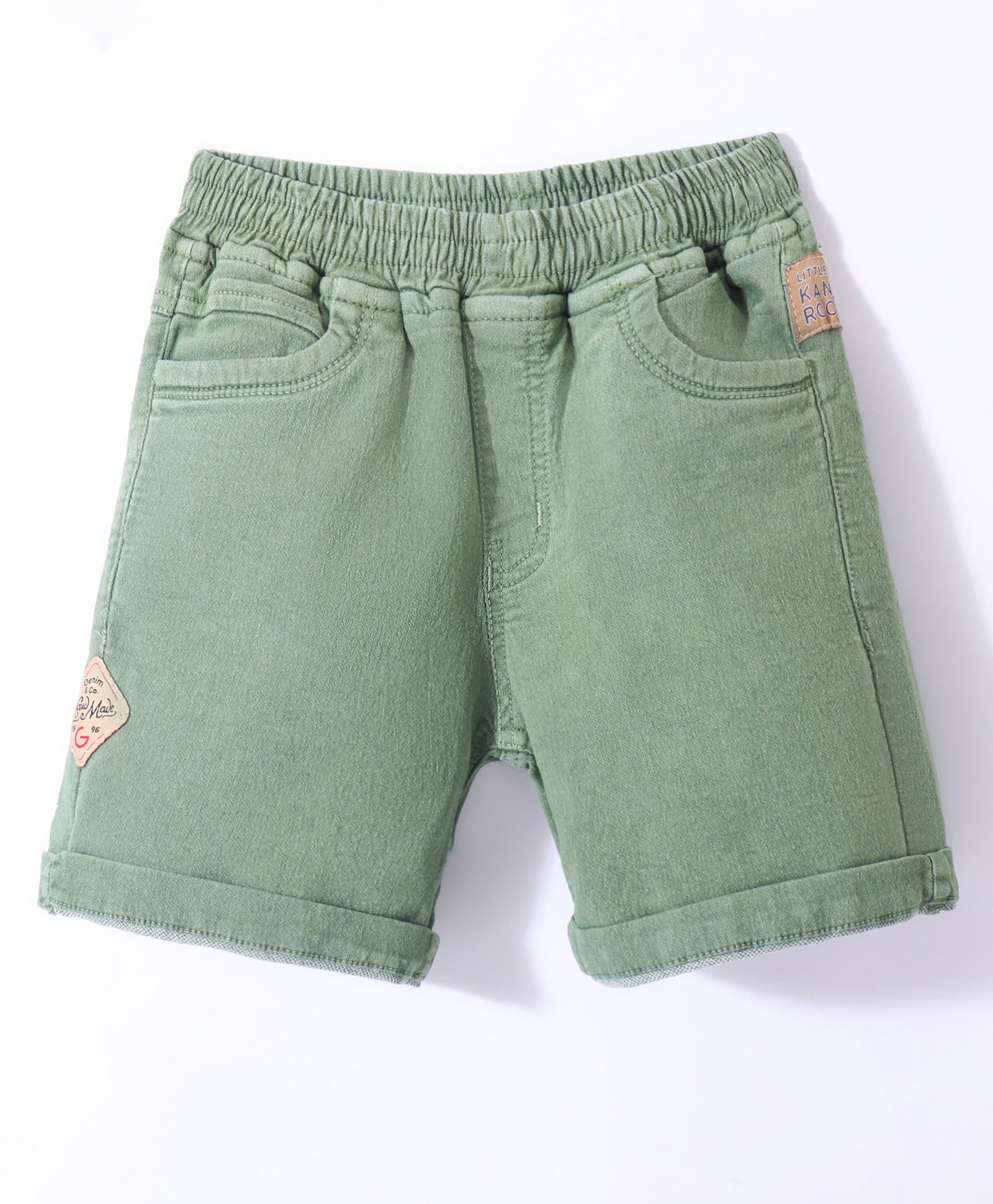 Little Kangaroos 100% Cotton Woven Solid Shorts - Olive Green-image-23