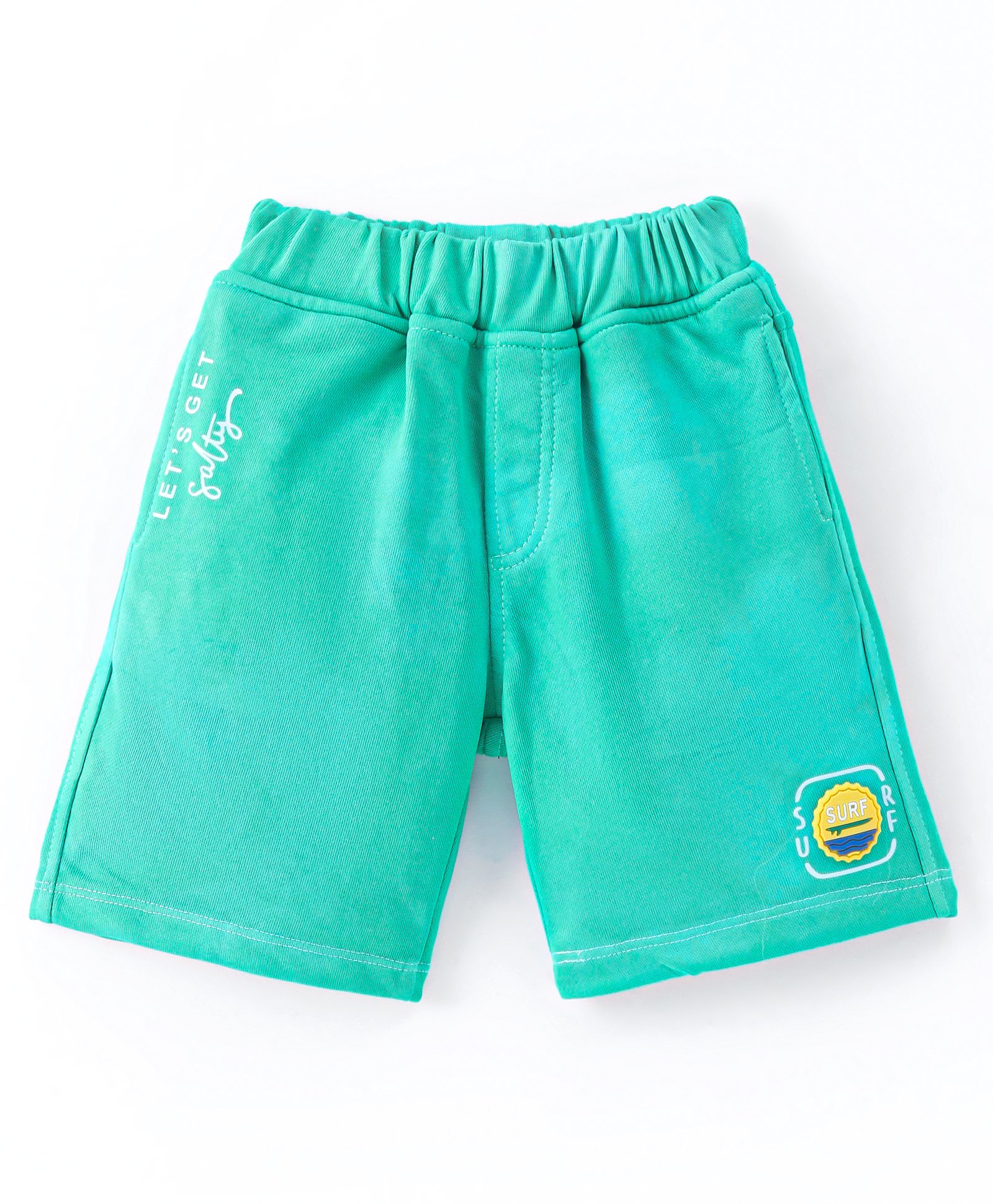 Little Kangaroos 100% Cotton Woven Shorts With Text Print- Green-picture-21