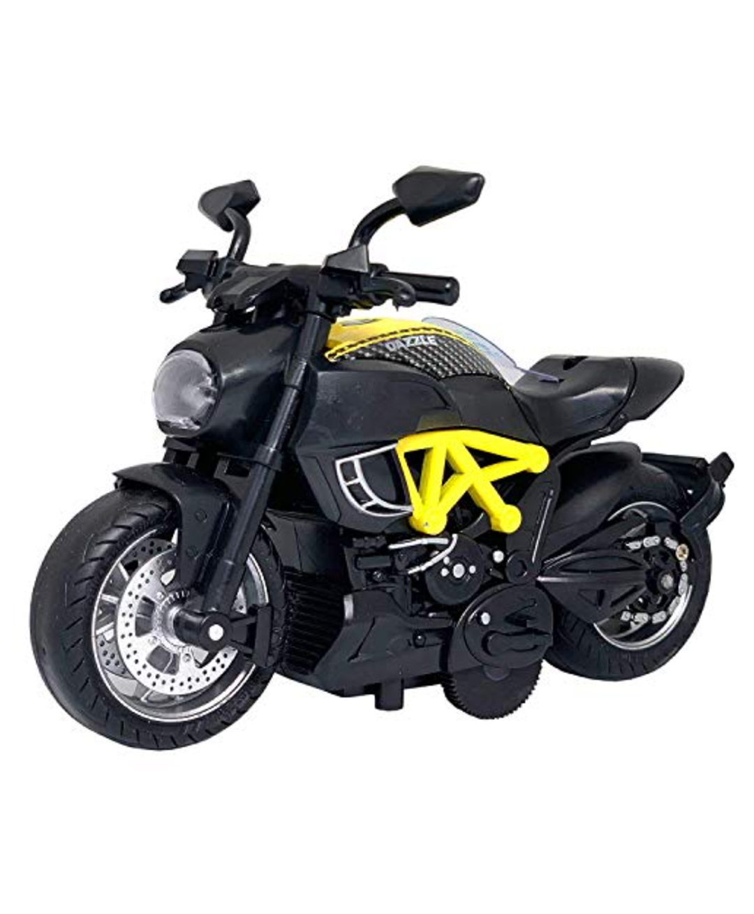 PLUSPOINT Diecast Motorcycle Toy Bike Scale Model, Pull Back Vehicles Alloy Simulation Superbike with Lights and Sound (YELLOW & BLACK)-picture-37