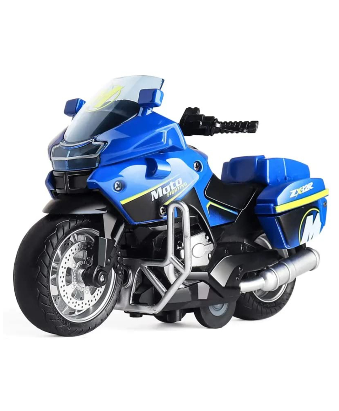 PLUSPOINT Diecast Motorcycle Moto Toy Bike Scale 1:12 Model,Pull Back Vehicles Alloy Simulation Superbike with Lights and Sound(Blue)-picture-39