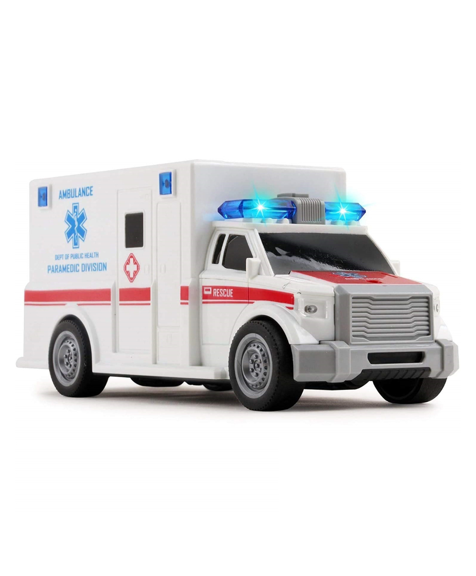 PLUSPOINT Pull Back Ambulance Toy with Light & Siren Sound - White-picture-15
