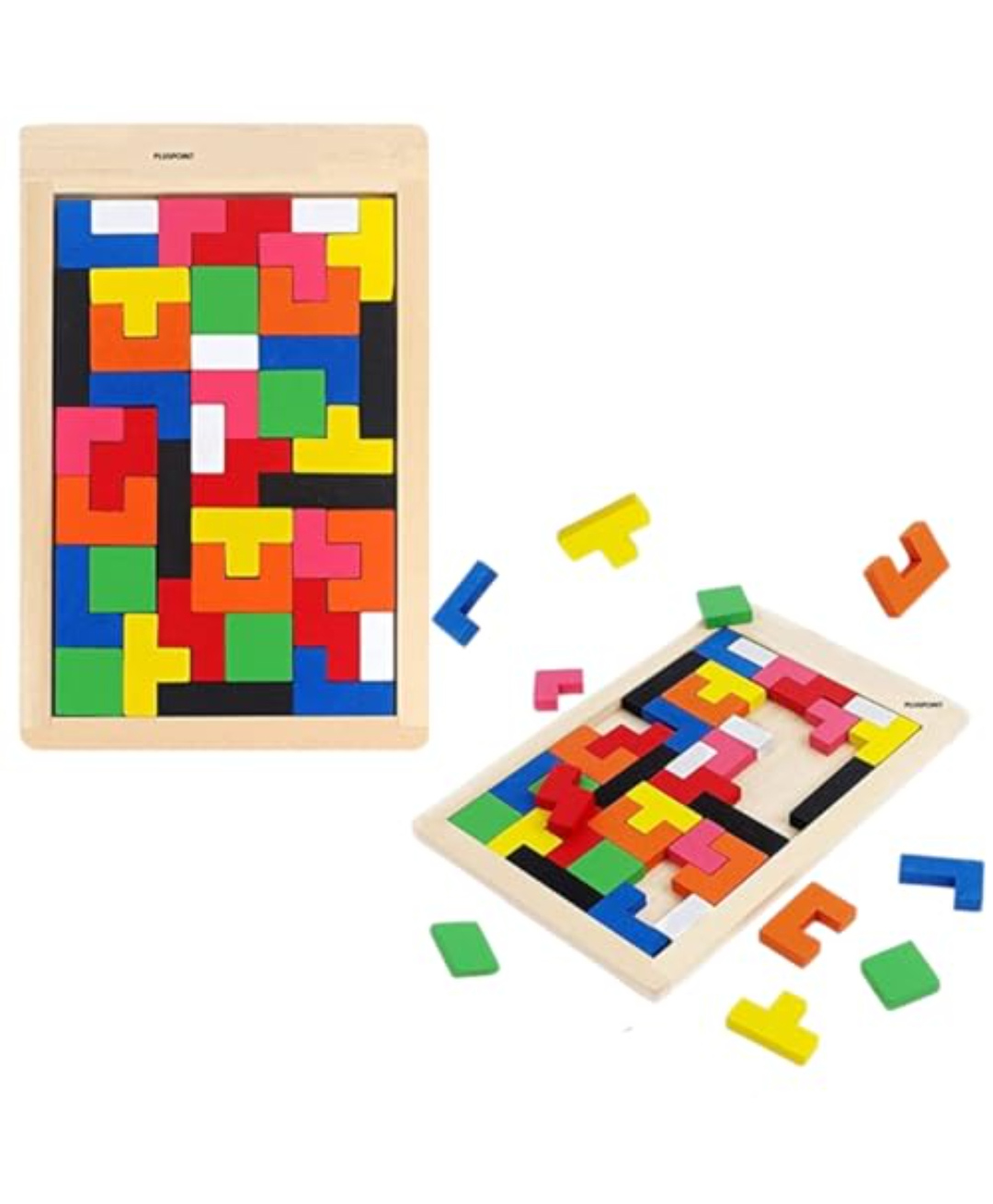 PLUSPOINT Brain Teasers Wooden Puzzles Pack of 2 Brain Toy Russian Tangram Colorful Jigsaw Game Wood Puzzles Montessori Intelligence STEM Educational Gift for Baby Toddlers Kids Age 3+ Years (40 Pieces Each)-picture-21