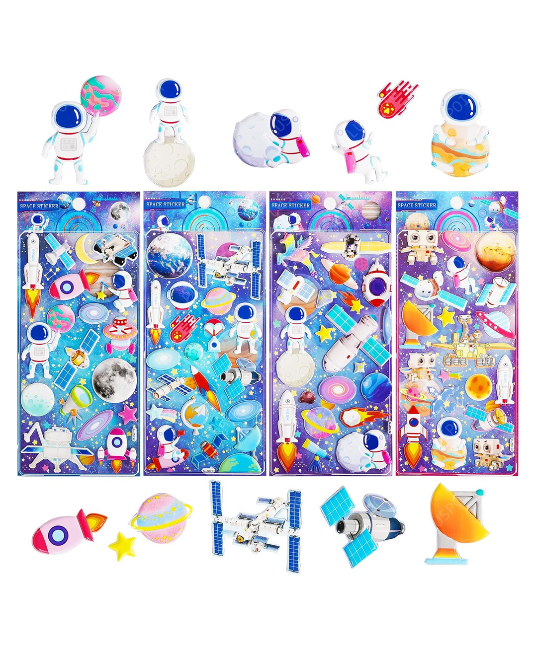 PLUSPOINT 3D Puffy Space Stickers for Kids, 4 Pack Self Adhesive Outer Space Themed Stickers with Planet, Astronaut, Rocket, Solar System for Scrapbook Crafts, Party Favors Goodie Bags Stuffers-image-37