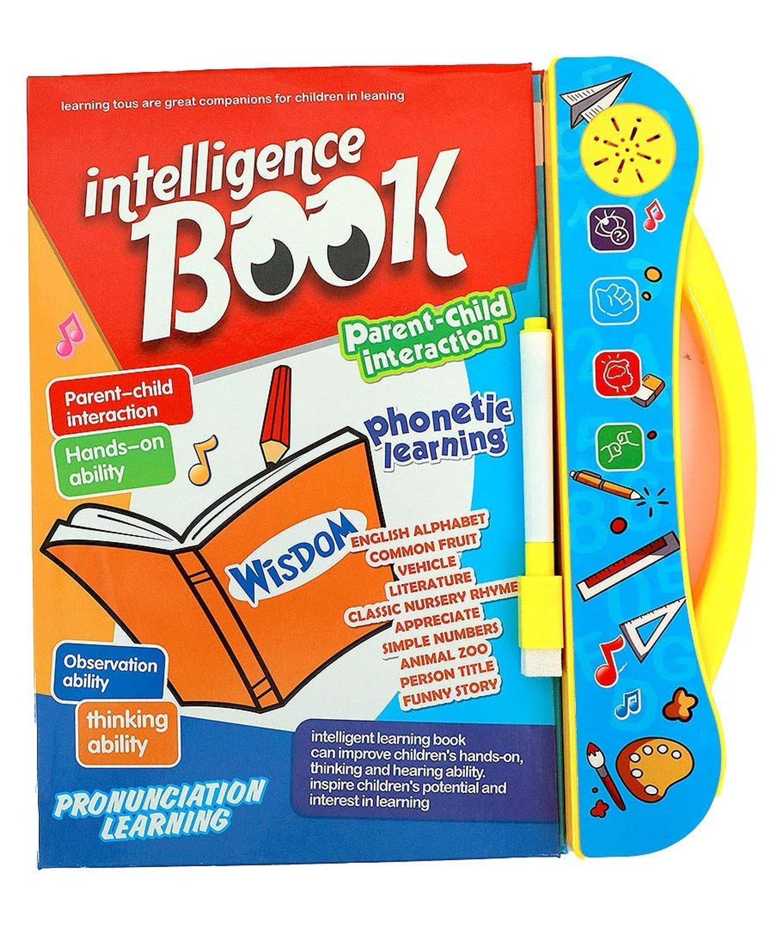 PLUSPOINT Intelligence Book English Letters & Words Learning Sound Book with 10 Activity pages, Fun Educational Activities with Numbers, Shapes, Animals Phonetic Learning Book- Multicolor-image-46