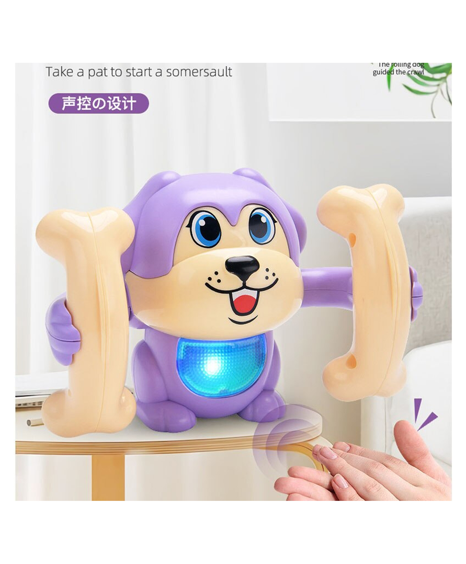 PLUSPOINT Baby Toys 6 to 12 Months Musical Toys Tumbling Doggy Pack of 2 with 360° Roll & Go, Music and Light Baby Toys Crawling Toys for Baby Boy Girl Gifts (color may vary)-image-15