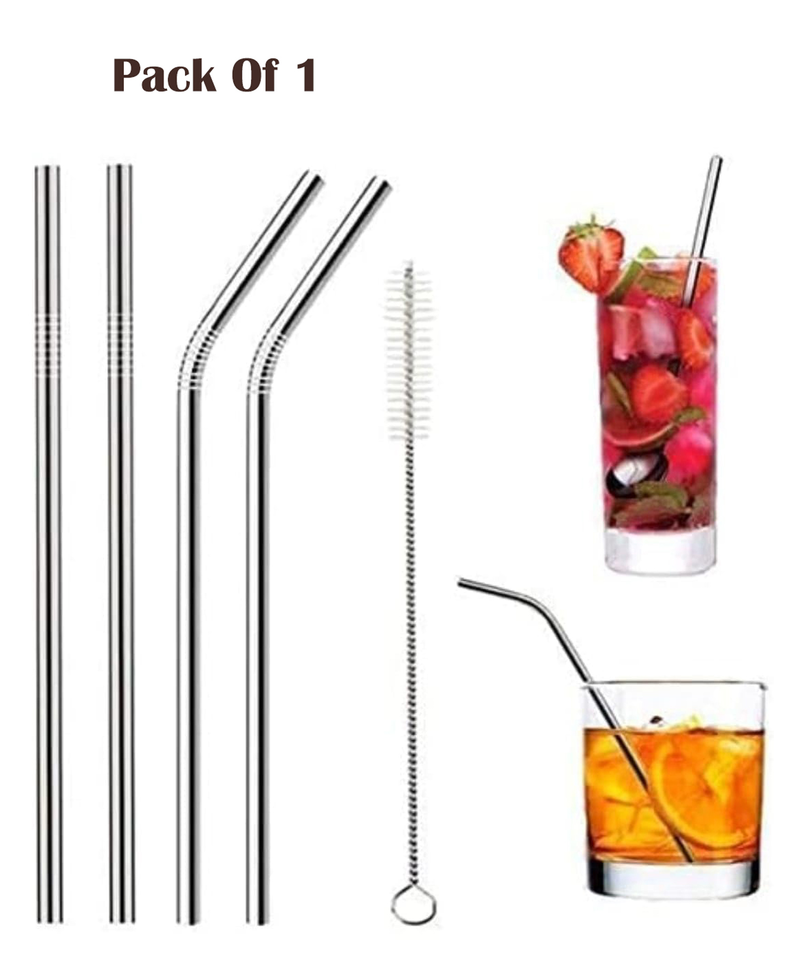 mihar essentials Mihar Stainless Steel Straws with Cleaning Brush - Silver-picture-25