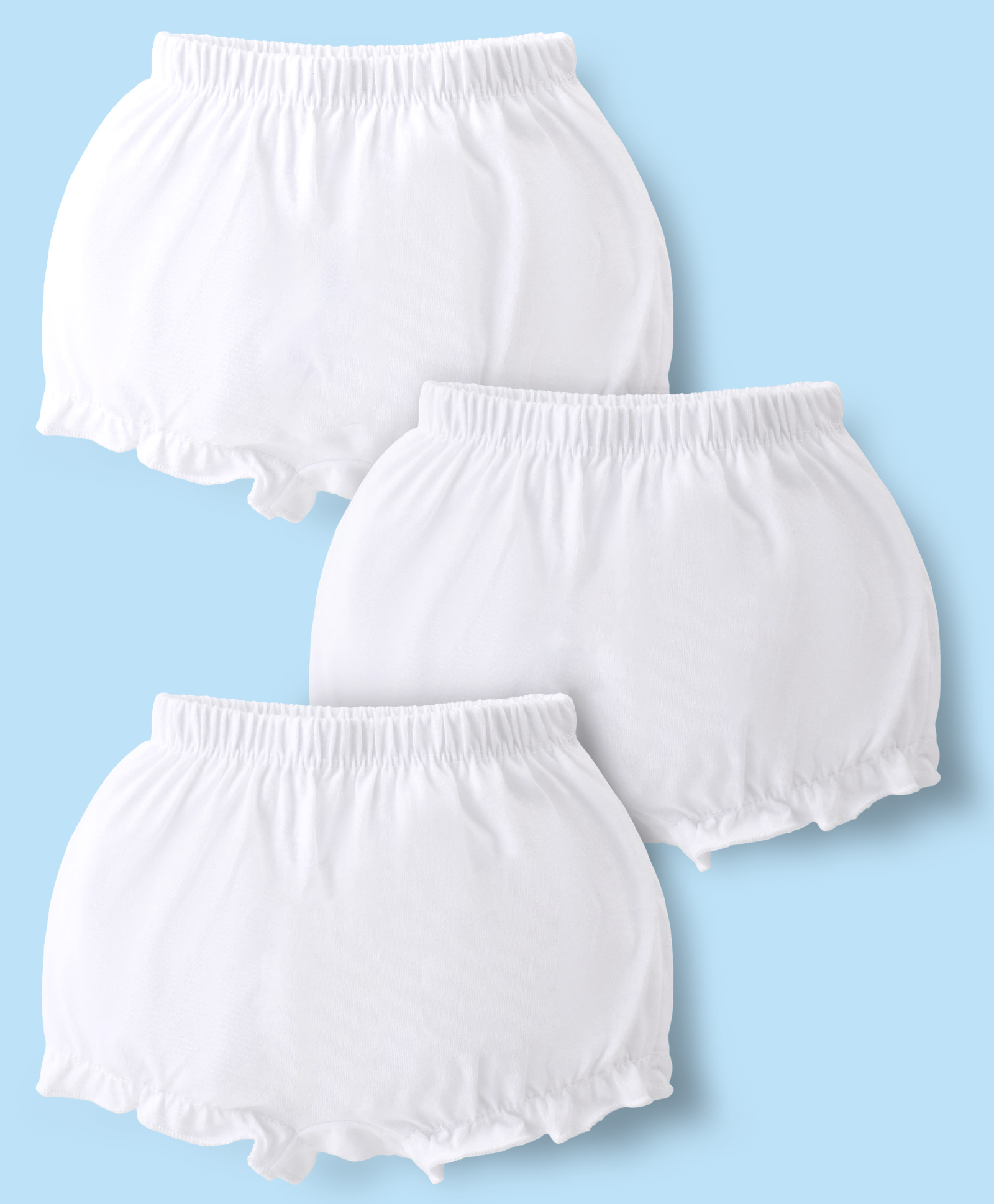 Babyhug 100% Cotton Knit Bloomer Solid Colour Pack of 3 - White