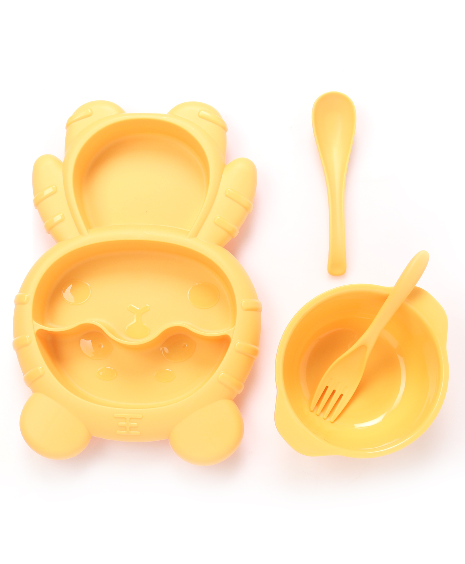 Bear Shaped Sectioned Plate with Bowl Spoon & Fork - Yellow-image-29