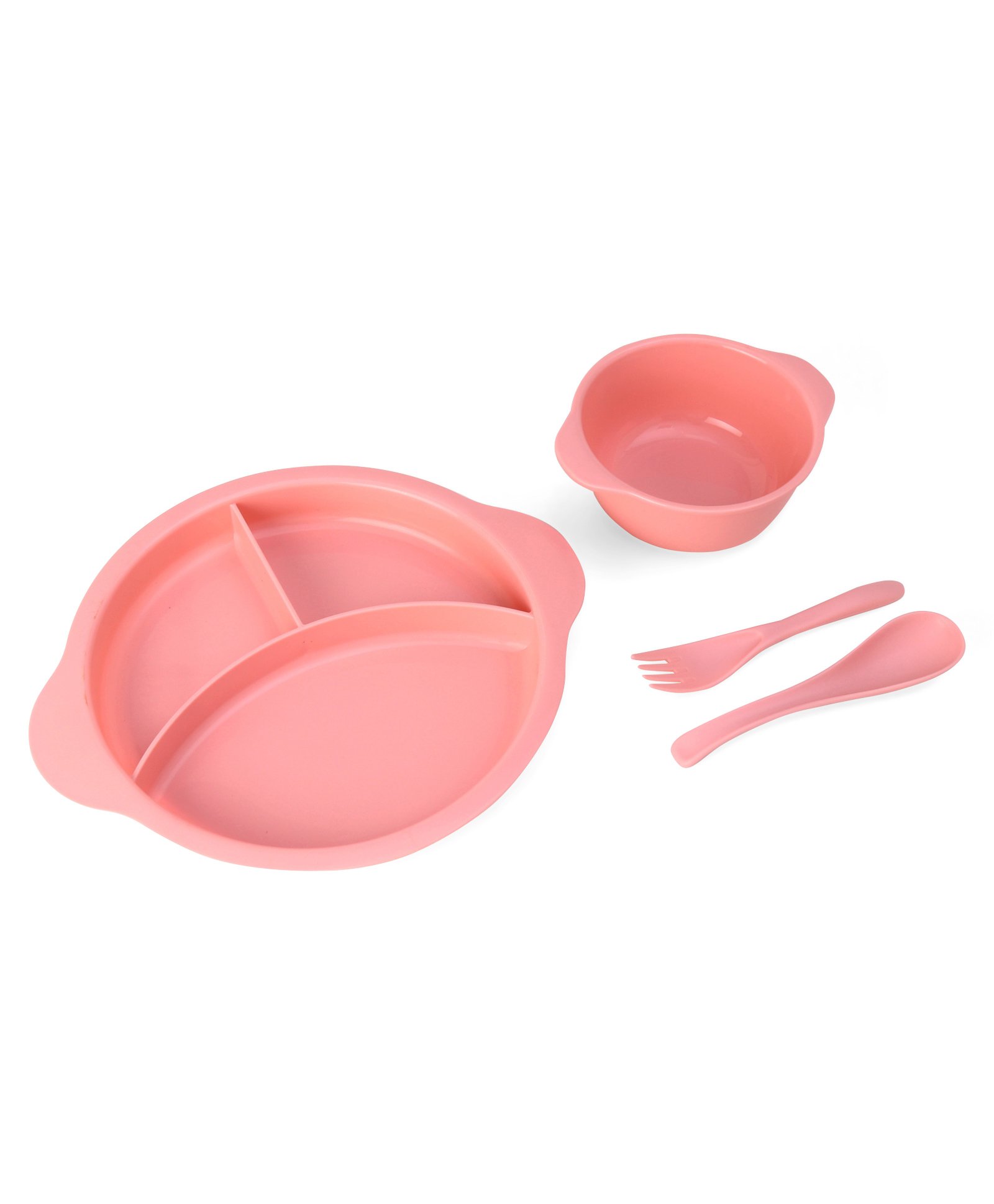 fab n funky Round Shaped Sectioned Plate with Bowl Spoon & Fork - Pink-picture-20