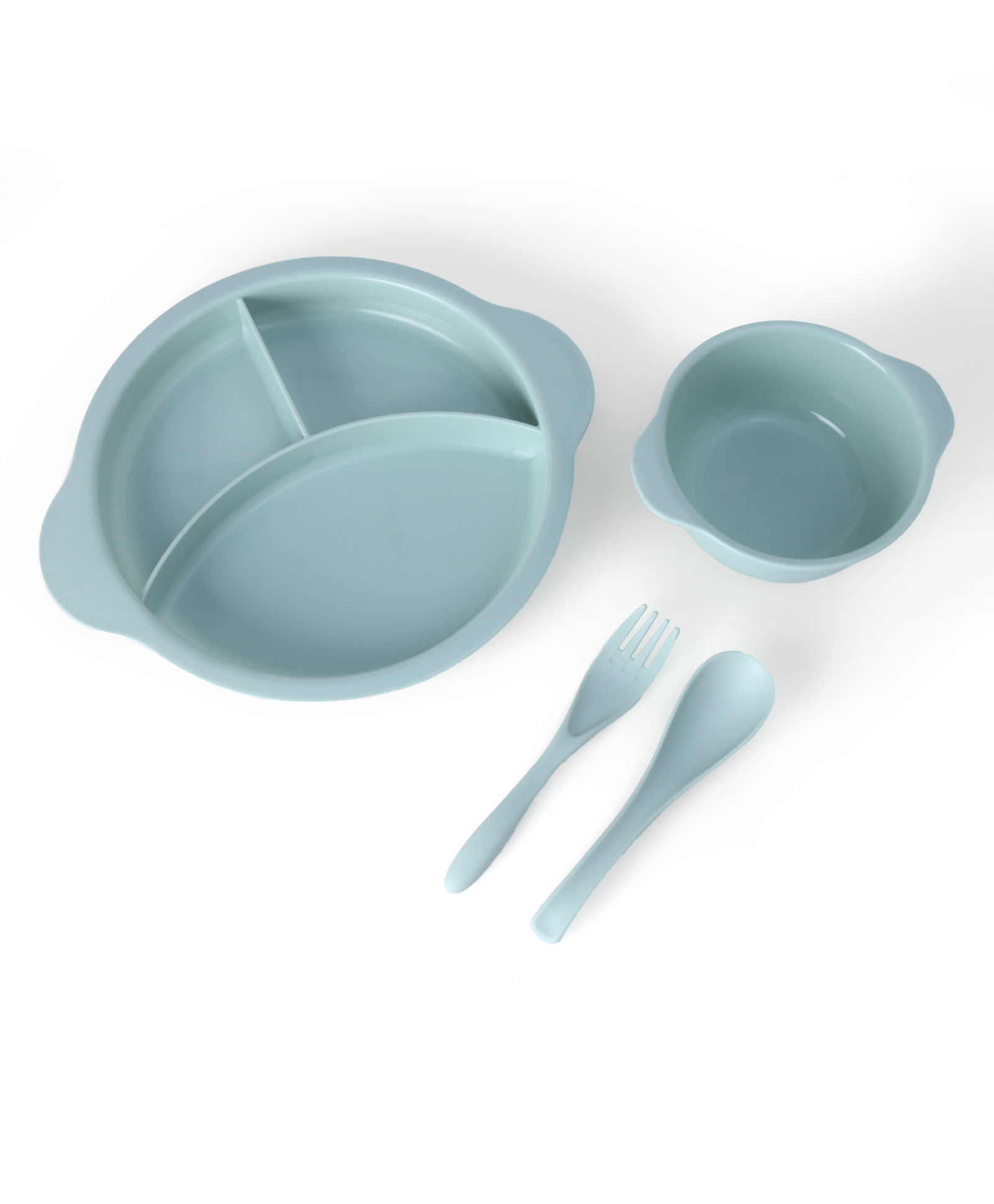 fab n funky Bear Shaped Sectioned Plate with Bowl ,Spoon & Fork - Green-picture-19