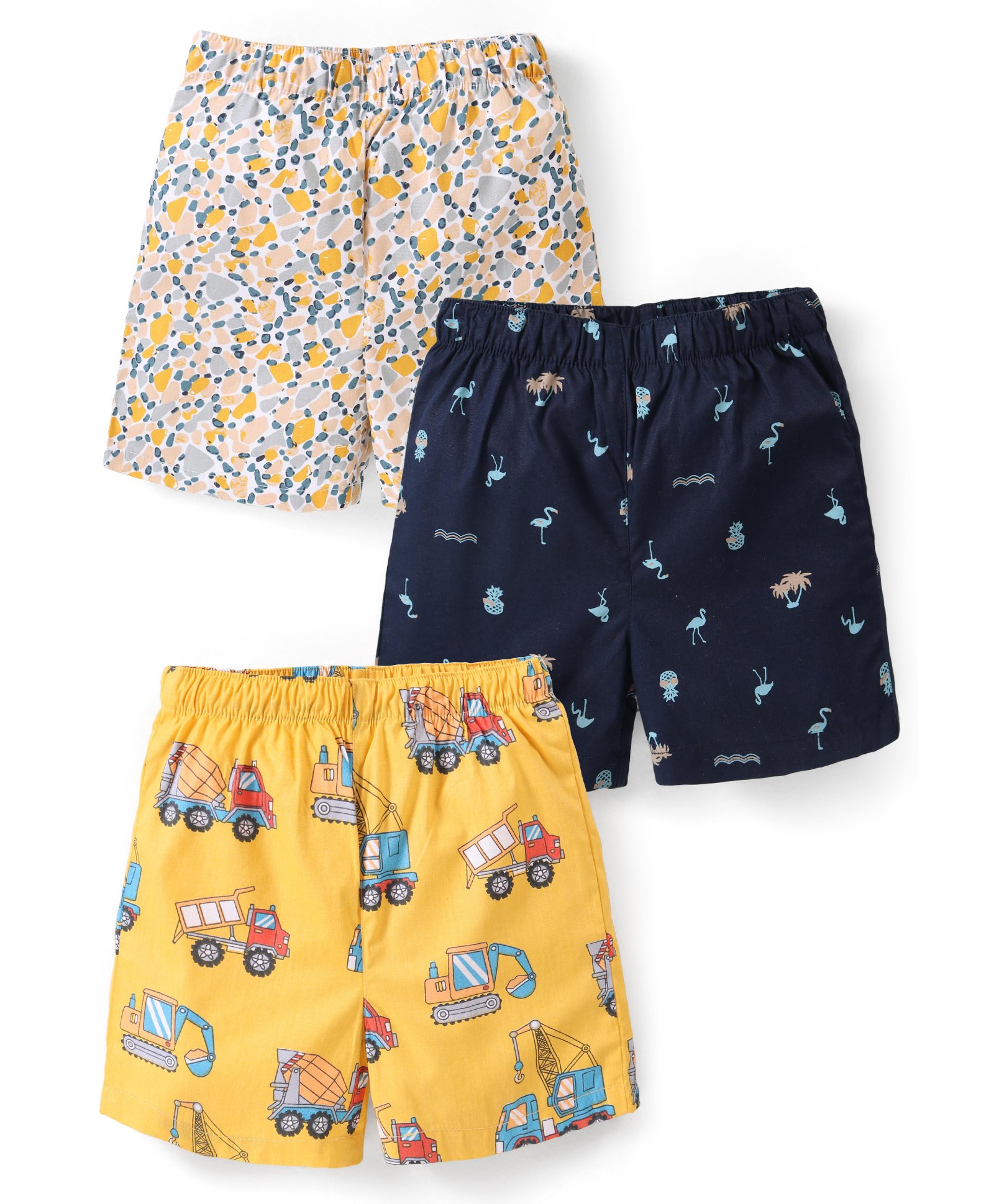 Babyhug Poplin Woven Boxers With Vehicle Print Pack of 3 - Multicolour-image-37